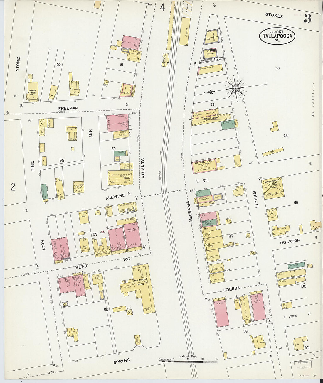This old map of Tallapoosa, Haralson County, Georgia was created by Sanborn Map Company in 1903