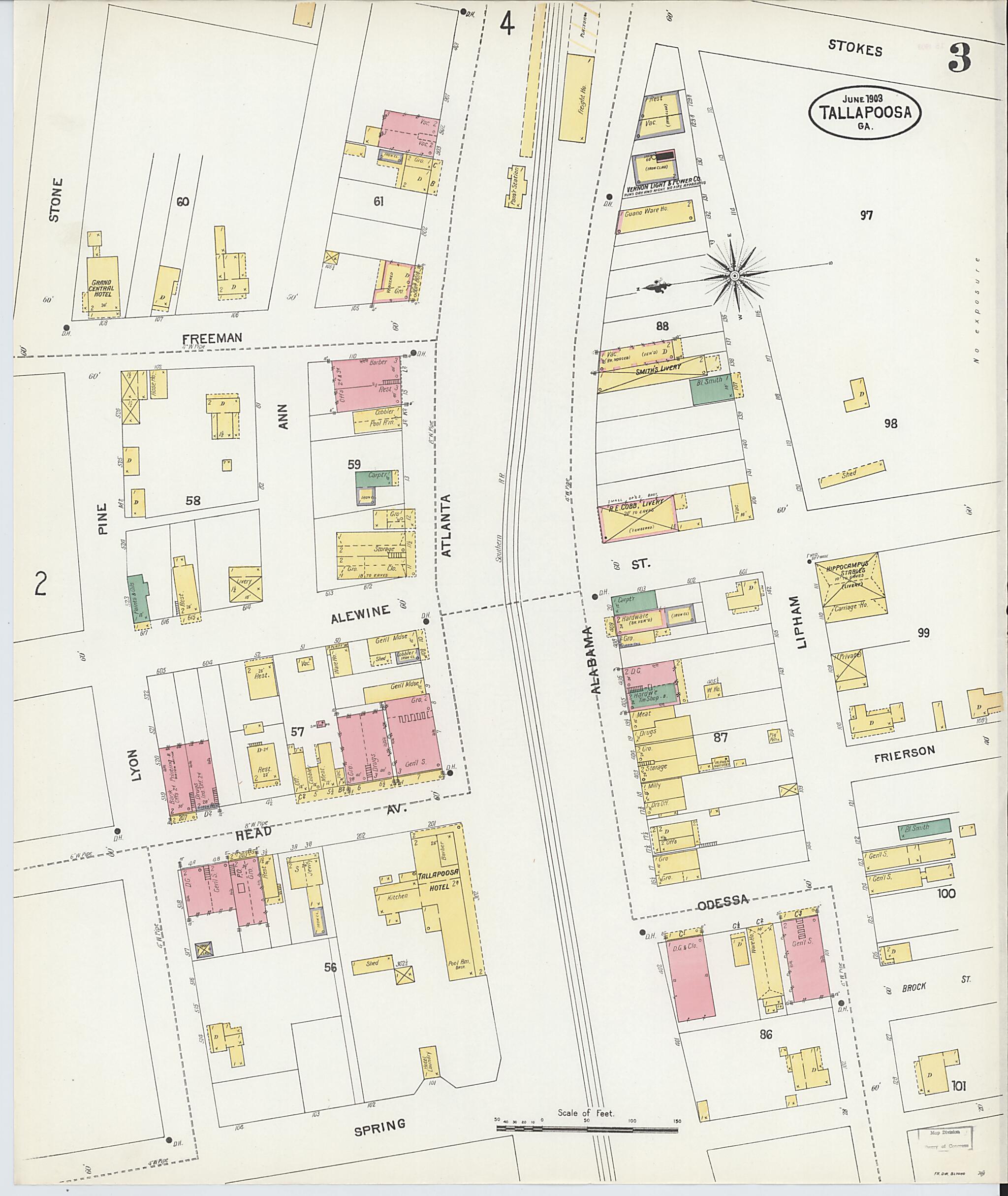This old map of Tallapoosa, Haralson County, Georgia was created by Sanborn Map Company in 1903