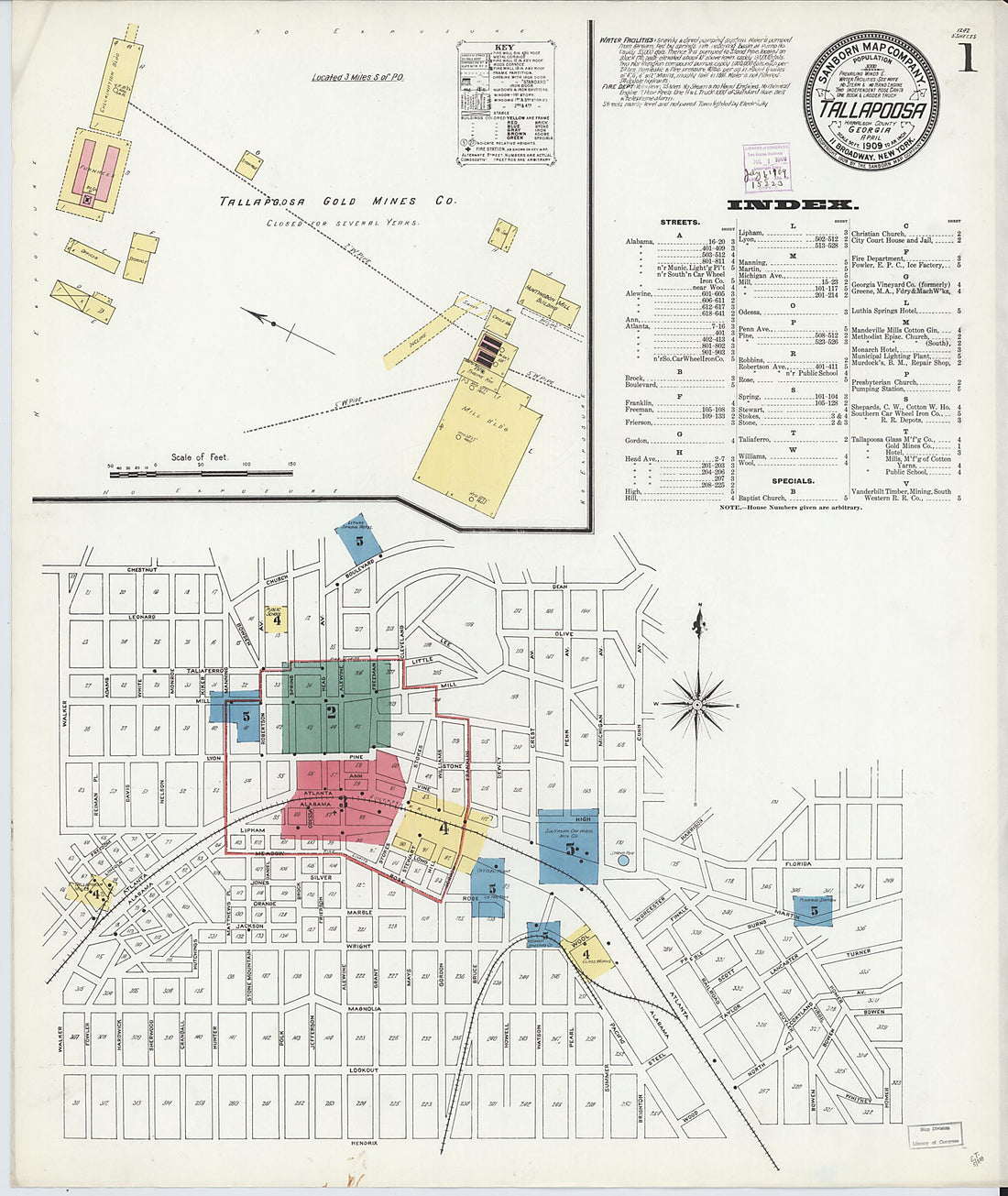 This old map of Tallapoosa, Haralson County, Georgia was created by Sanborn Map Company in 1909