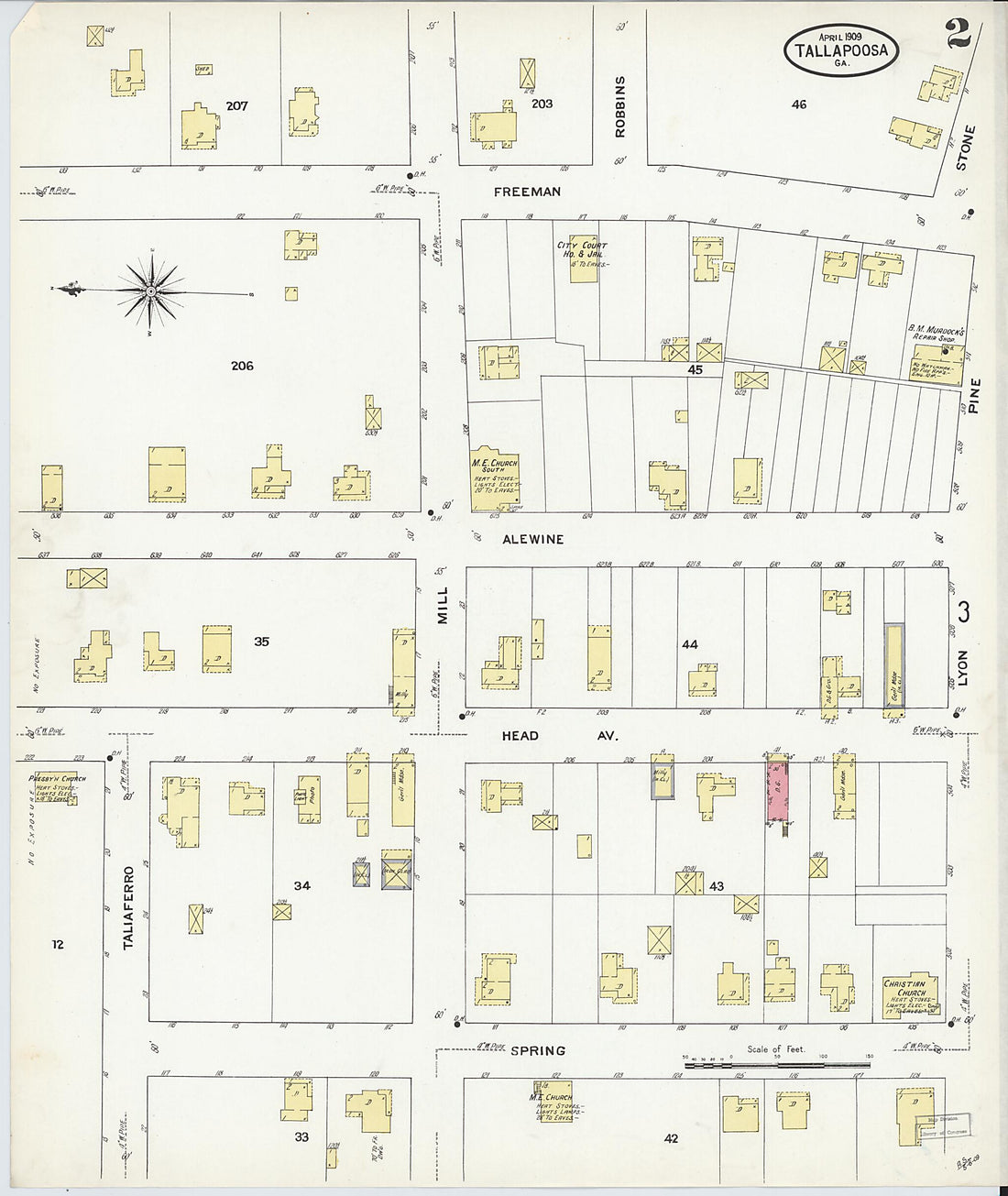 This old map of Tallapoosa, Haralson County, Georgia was created by Sanborn Map Company in 1909