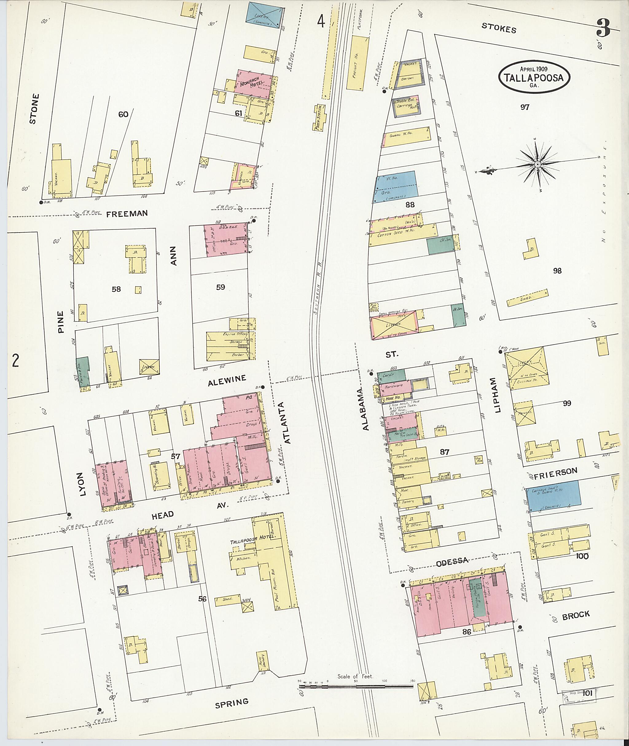 This old map of Tallapoosa, Haralson County, Georgia was created by Sanborn Map Company in 1909