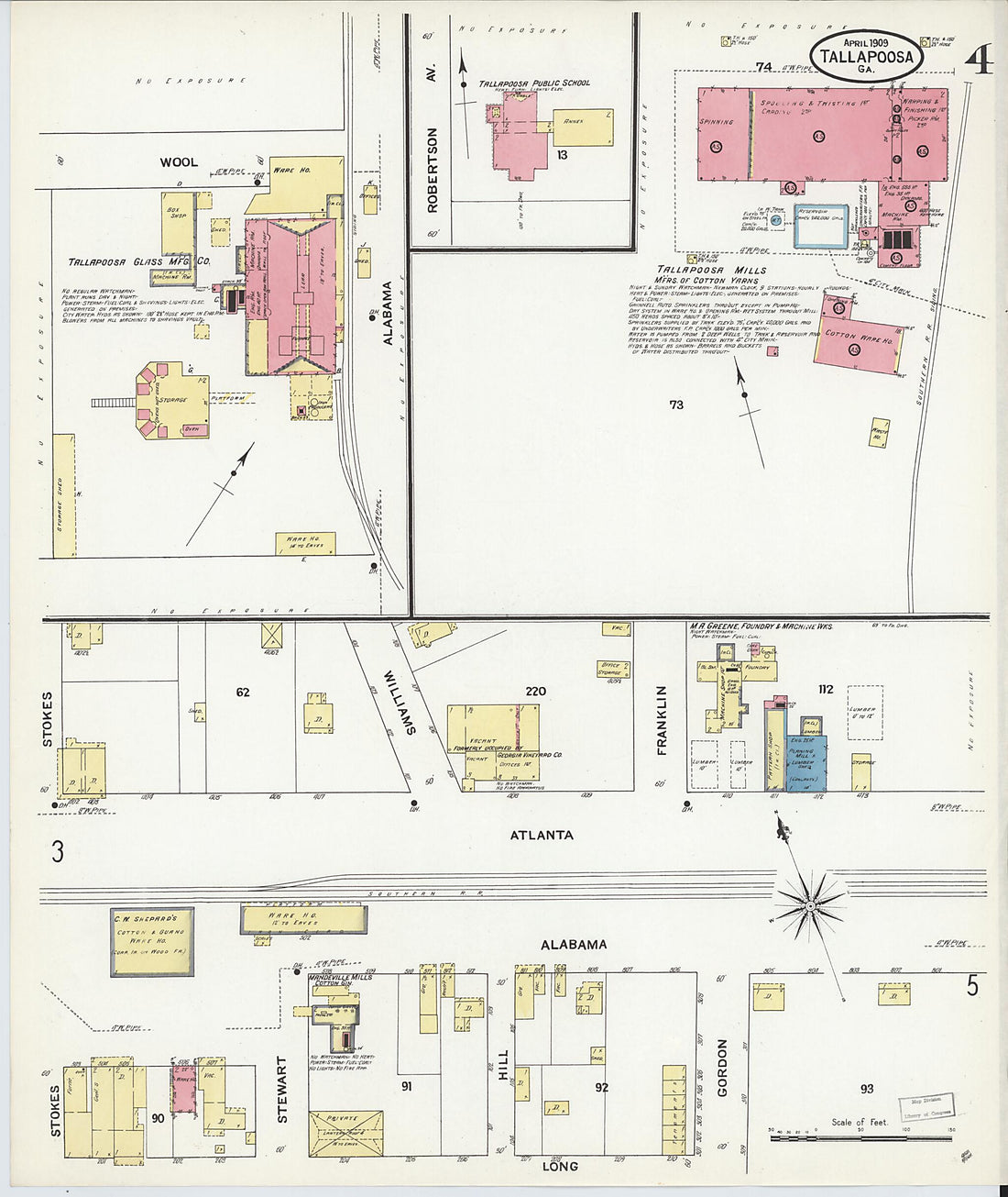 This old map of Tallapoosa, Haralson County, Georgia was created by Sanborn Map Company in 1909