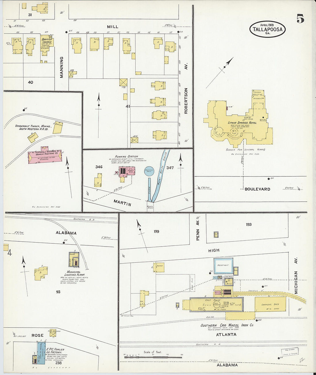 This old map of Tallapoosa, Haralson County, Georgia was created by Sanborn Map Company in 1909
