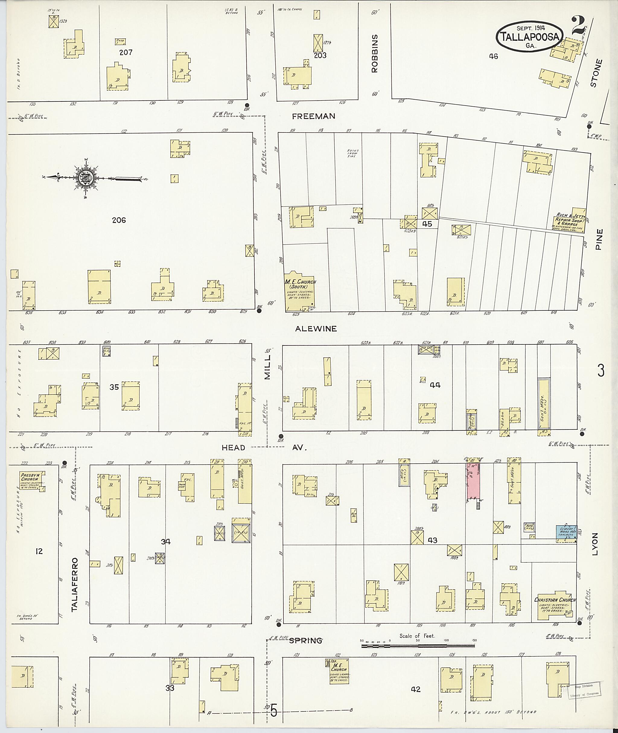This old map of Tallapoosa, Haralson County, Georgia was created by Sanborn Map Company in 1914