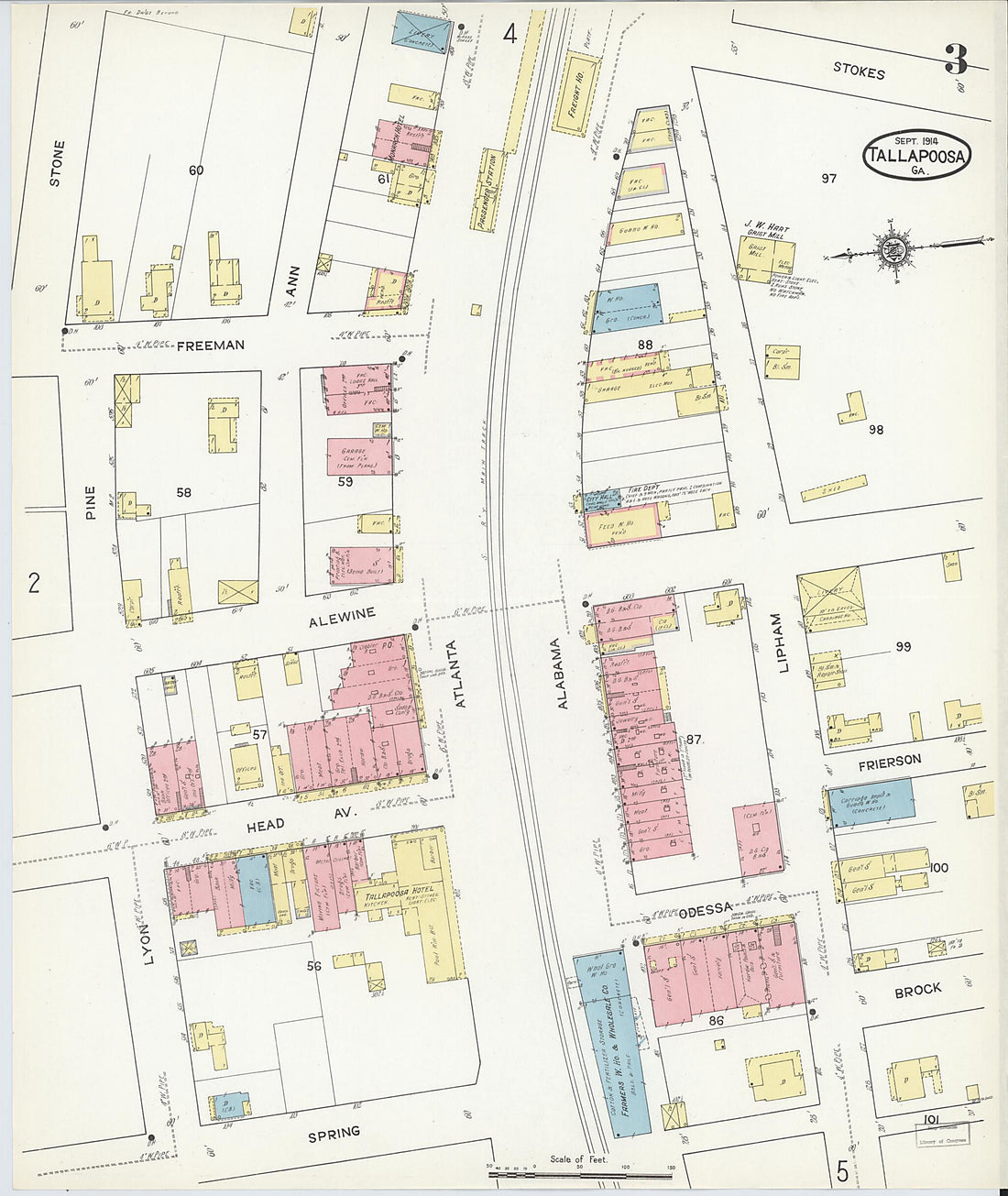 This old map of Tallapoosa, Haralson County, Georgia was created by Sanborn Map Company in 1914