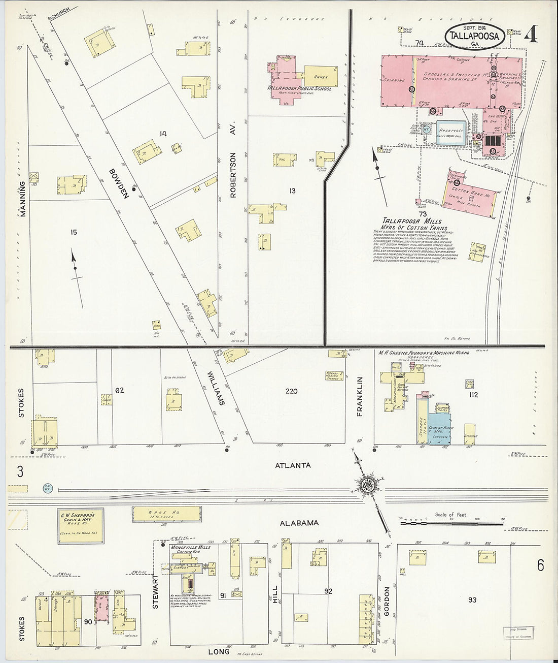 This old map of Tallapoosa, Haralson County, Georgia was created by Sanborn Map Company in 1914