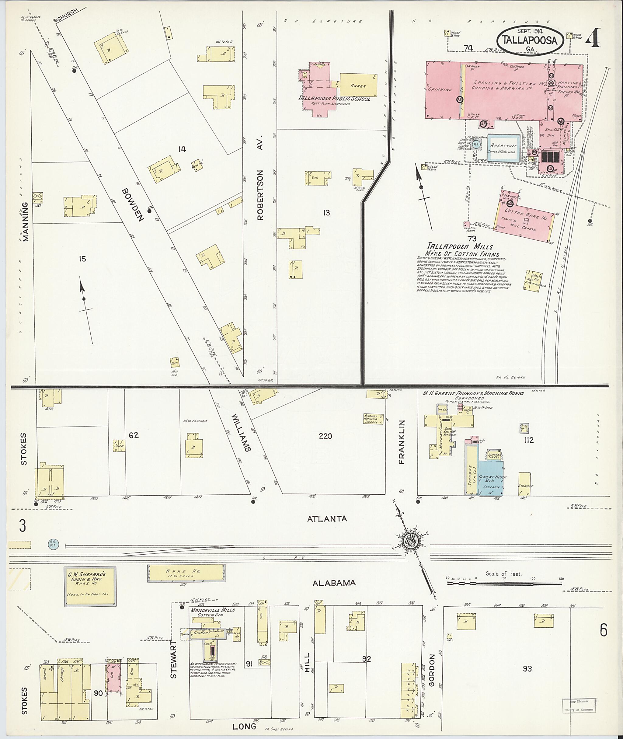 This old map of Tallapoosa, Haralson County, Georgia was created by Sanborn Map Company in 1914