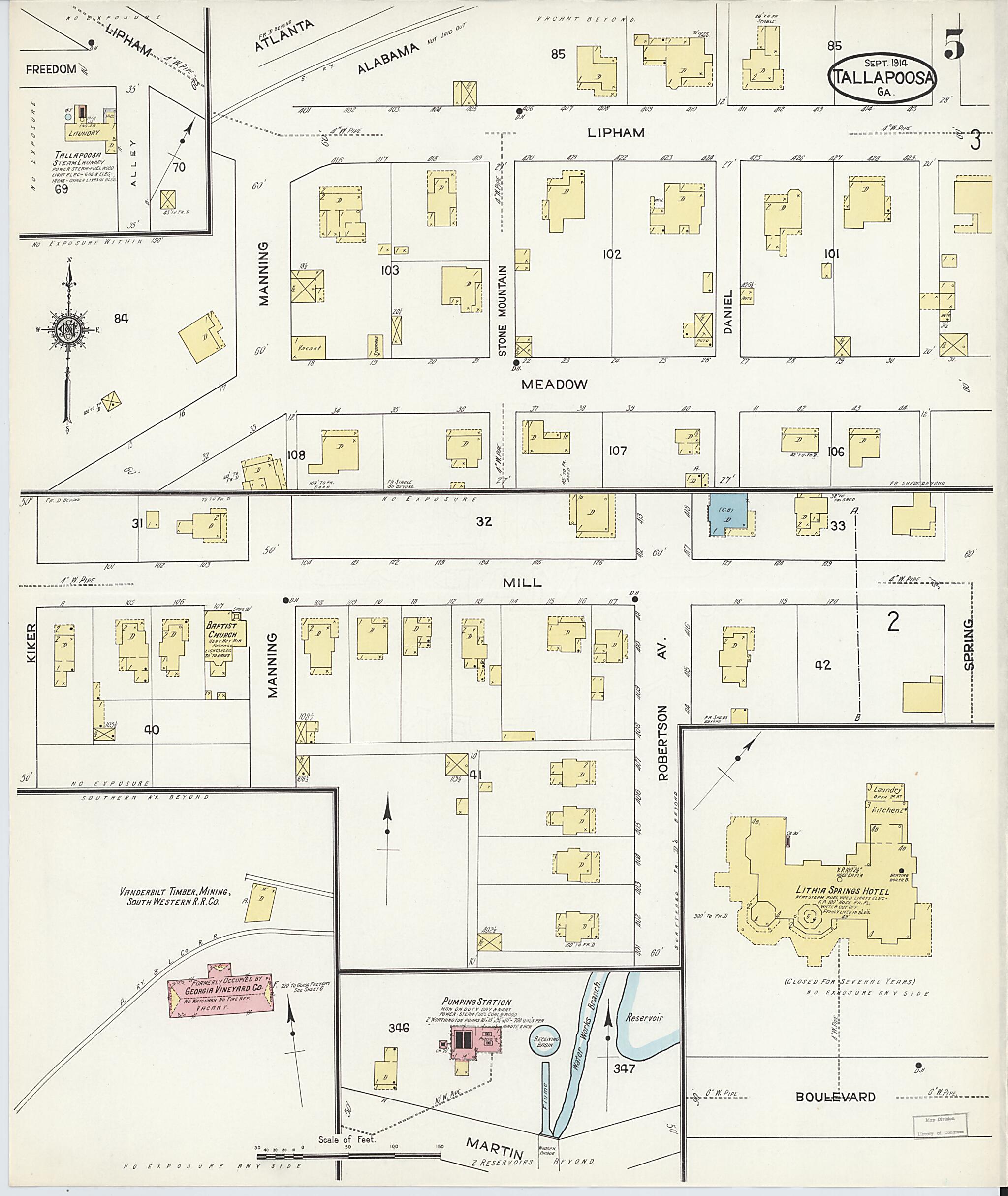 This old map of Tallapoosa, Haralson County, Georgia was created by Sanborn Map Company in 1914