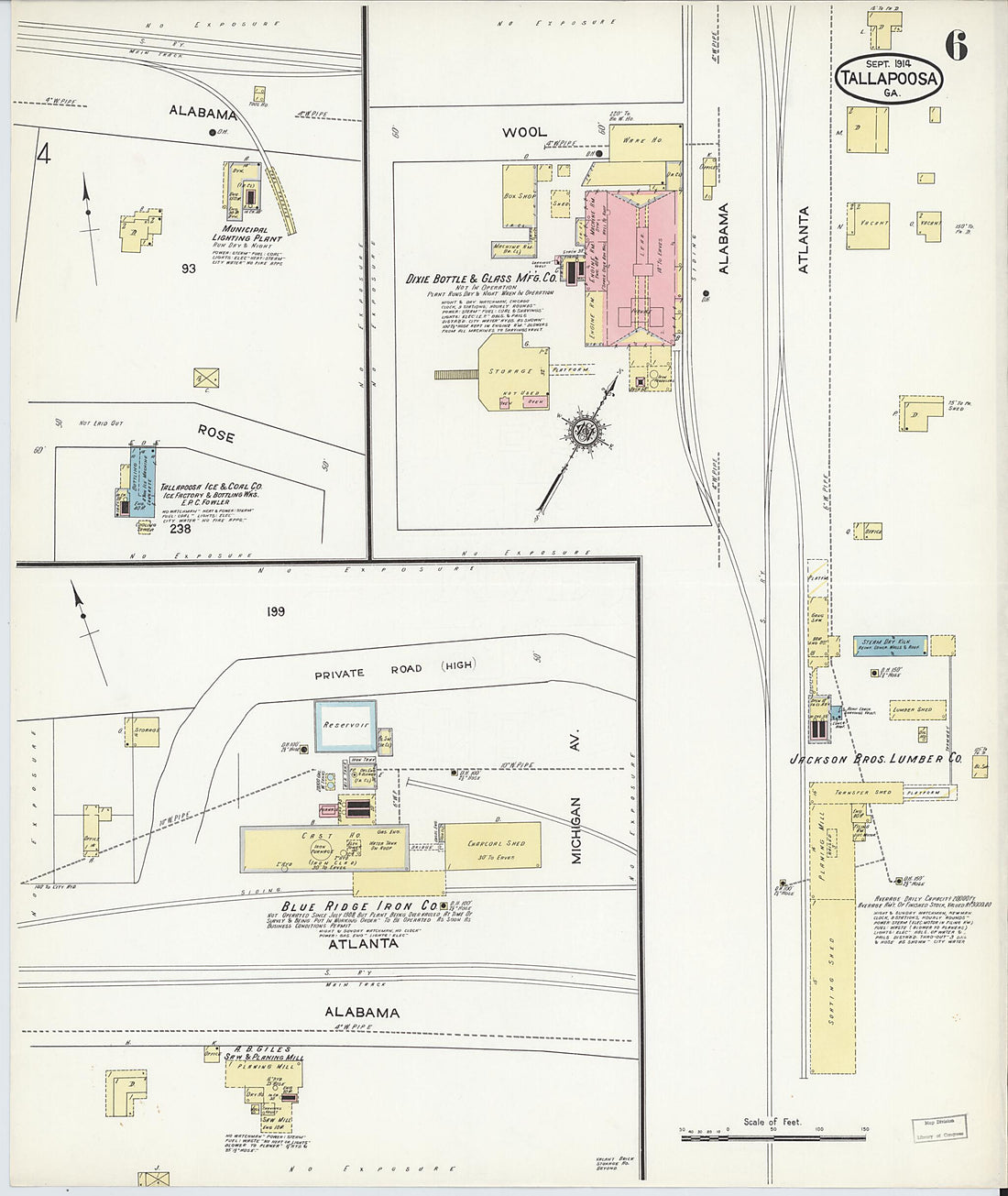 This old map of Tallapoosa, Haralson County, Georgia was created by Sanborn Map Company in 1914