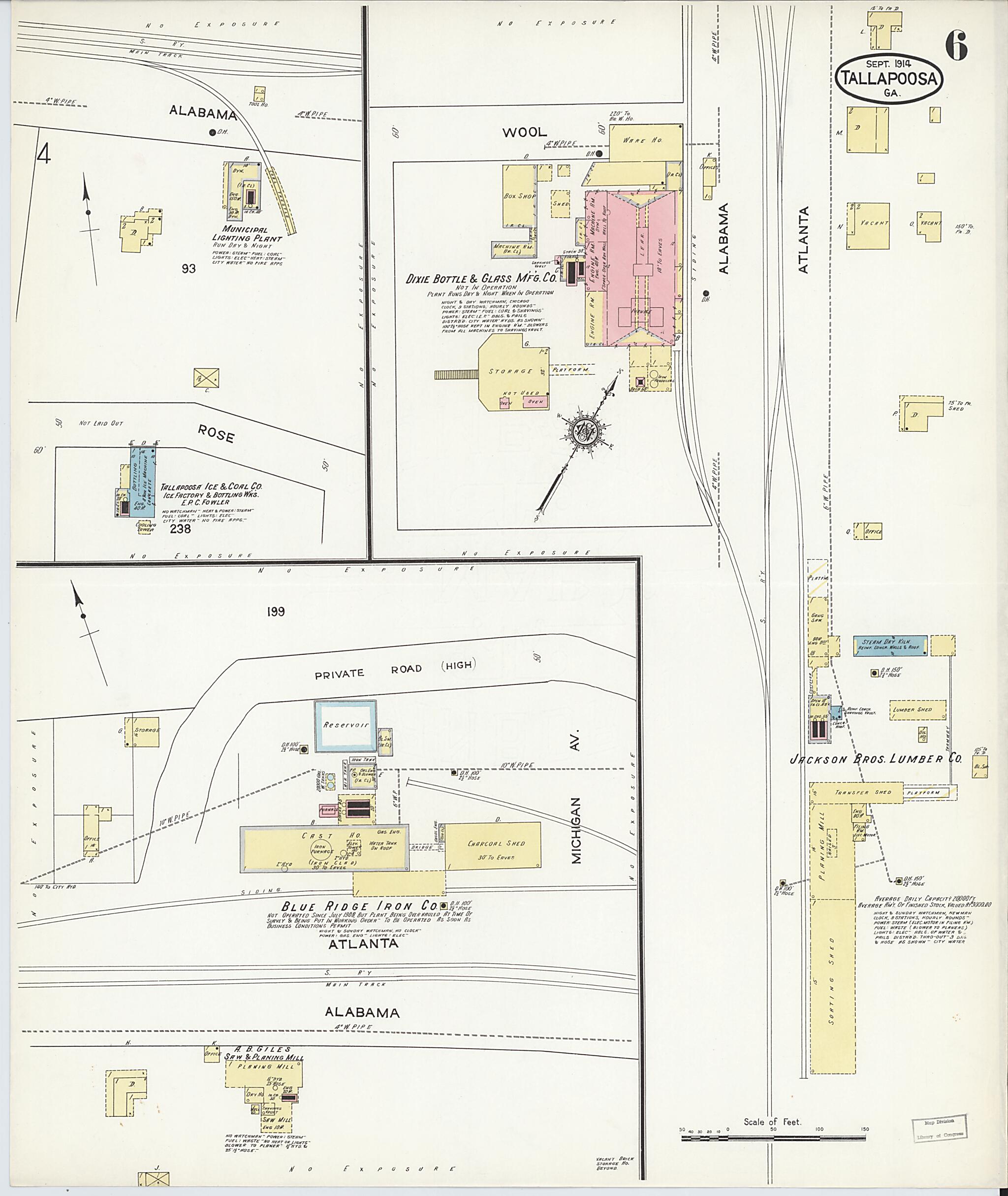 This old map of Tallapoosa, Haralson County, Georgia was created by Sanborn Map Company in 1914