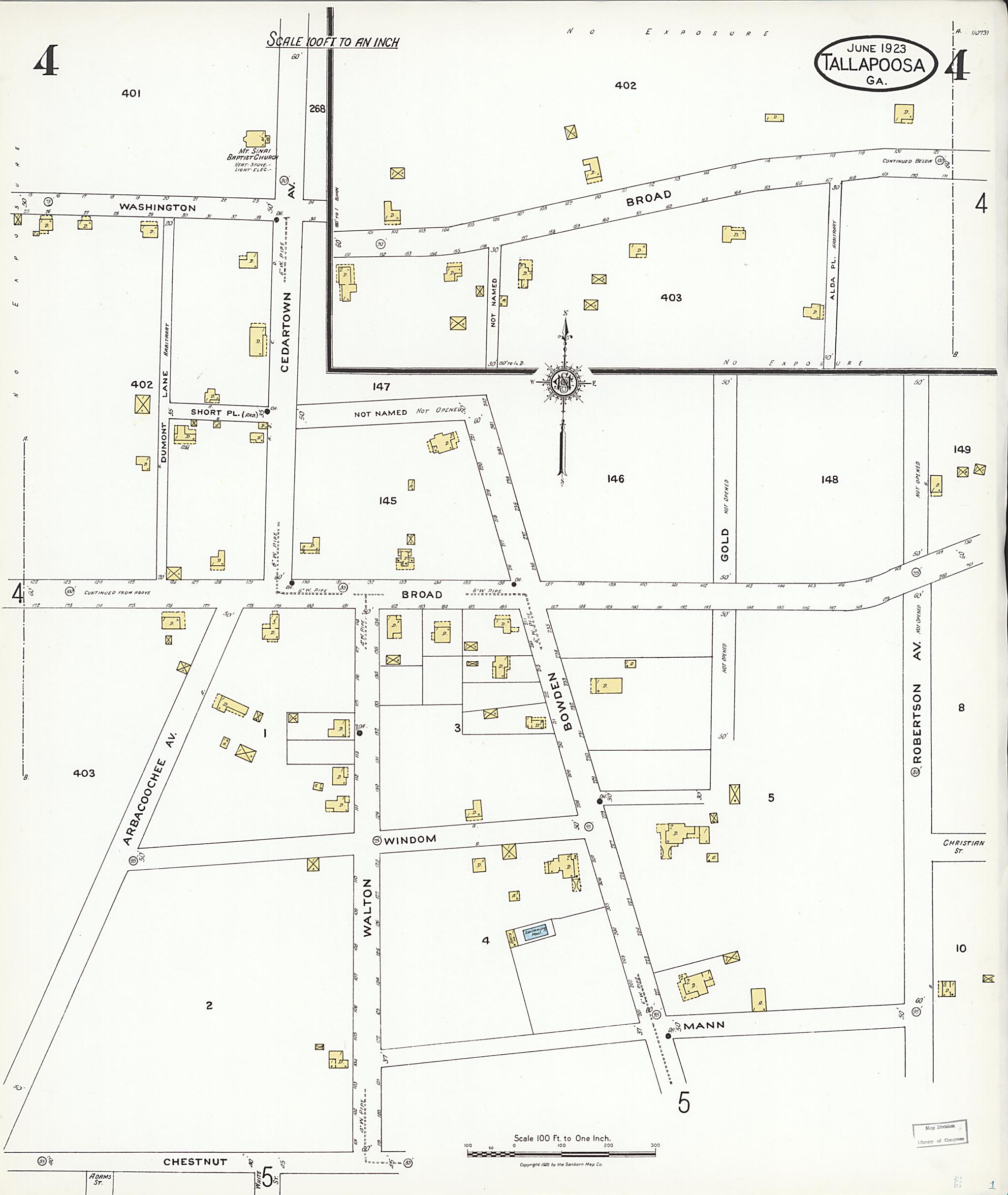 This old map of Tallapoosa, Haralson County, Georgia was created by Sanborn Map Company in 1923