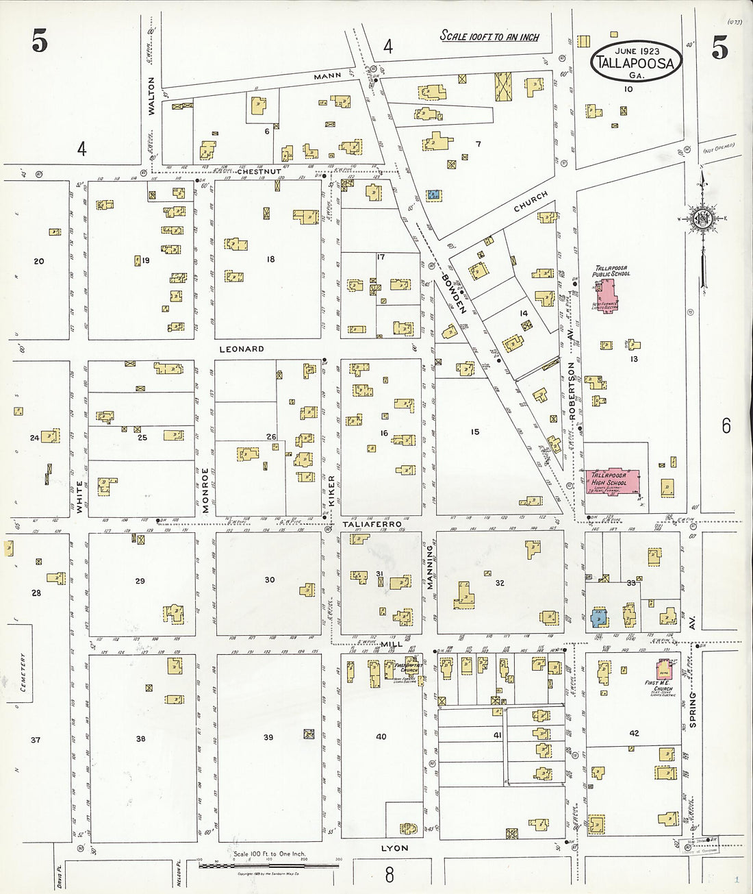 This old map of Tallapoosa, Haralson County, Georgia was created by Sanborn Map Company in 1923