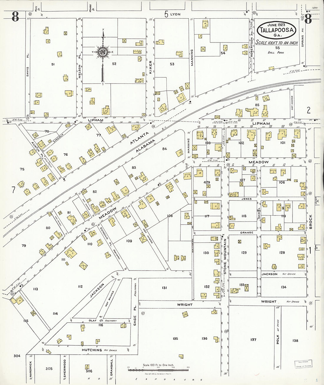 This old map of Tallapoosa, Haralson County, Georgia was created by Sanborn Map Company in 1923