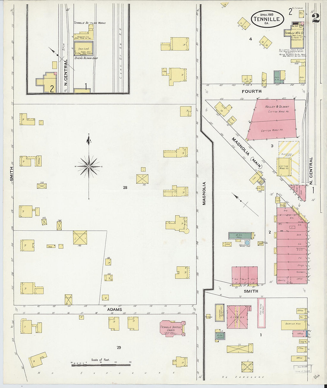 This old map of Tennille, Washington County, Georgia was created by Sanborn Map Company in 1909