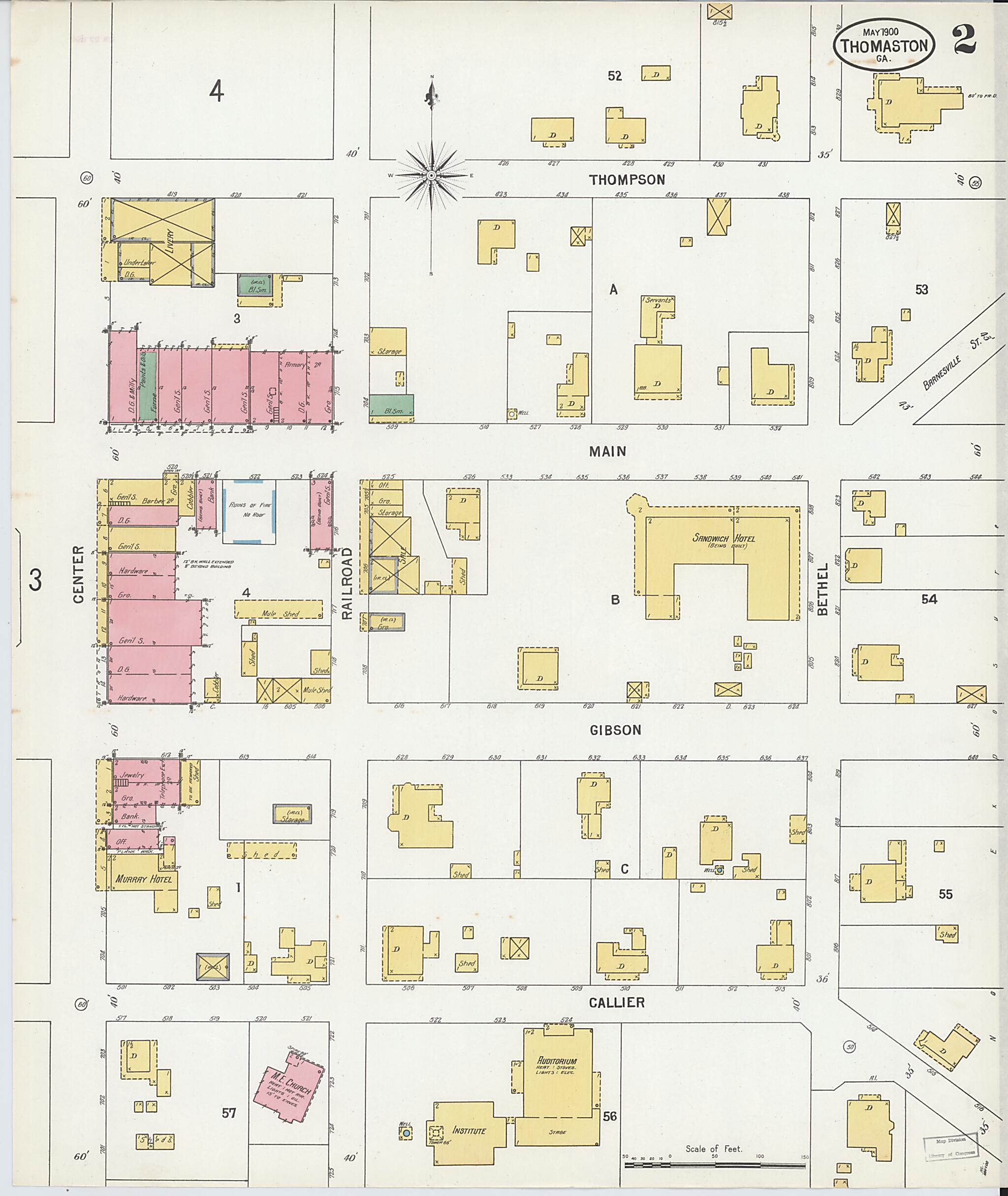 This old map of Thomaston, Upson County, Georgia was created by Sanborn Map Company in 1900