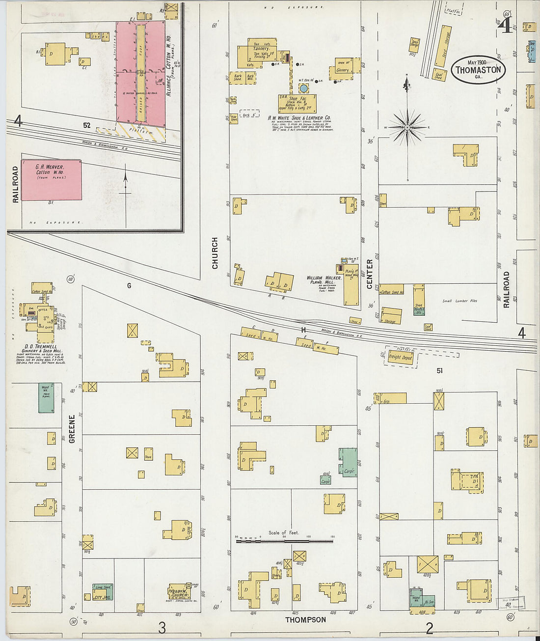 This old map of Thomaston, Upson County, Georgia was created by Sanborn Map Company in 1900