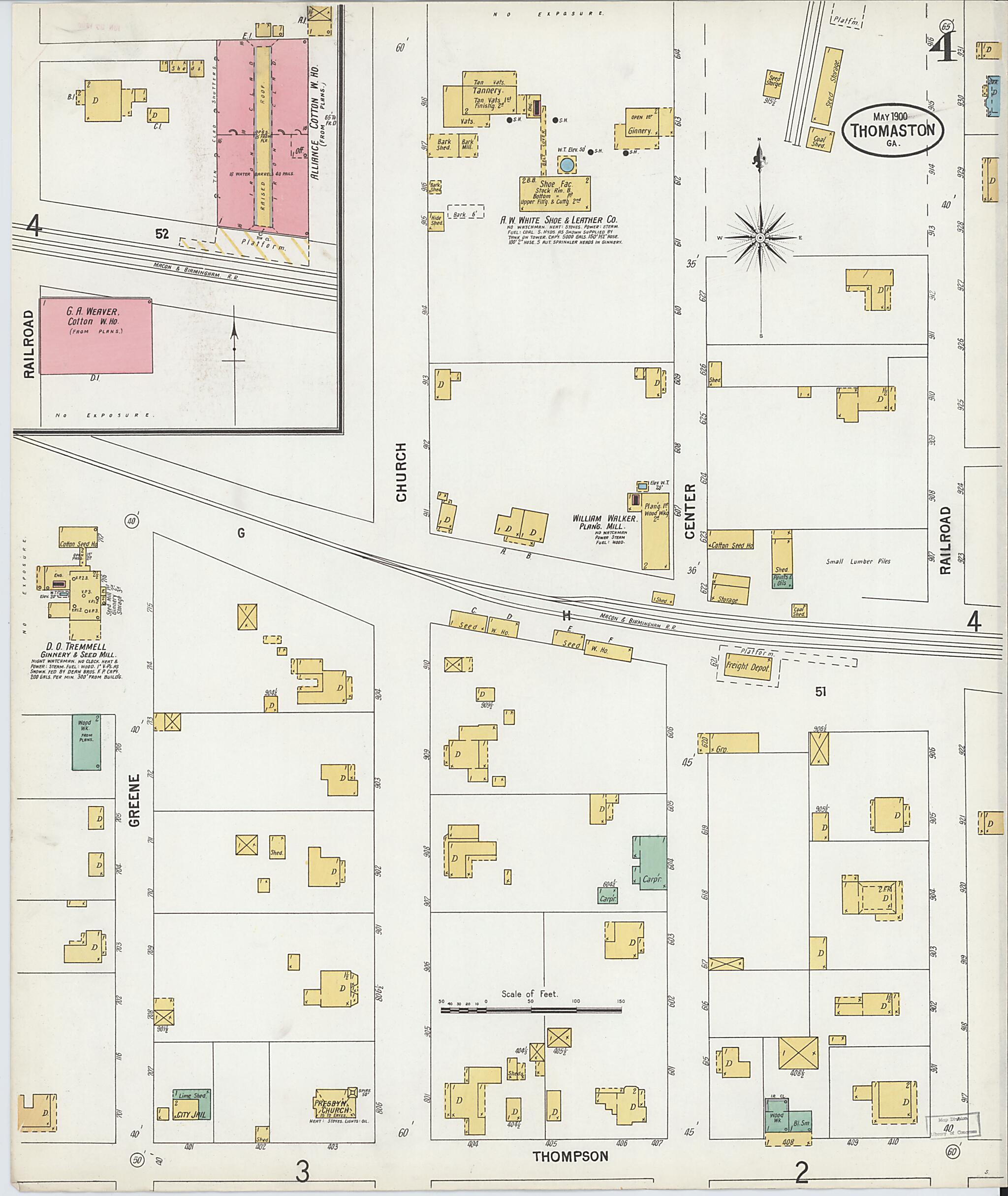 This old map of Thomaston, Upson County, Georgia was created by Sanborn Map Company in 1900