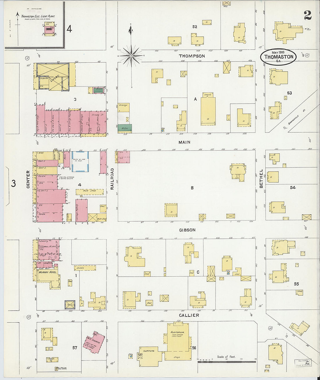 This old map of Thomaston, Upson County, Georgia was created by Sanborn Map Company in 1905