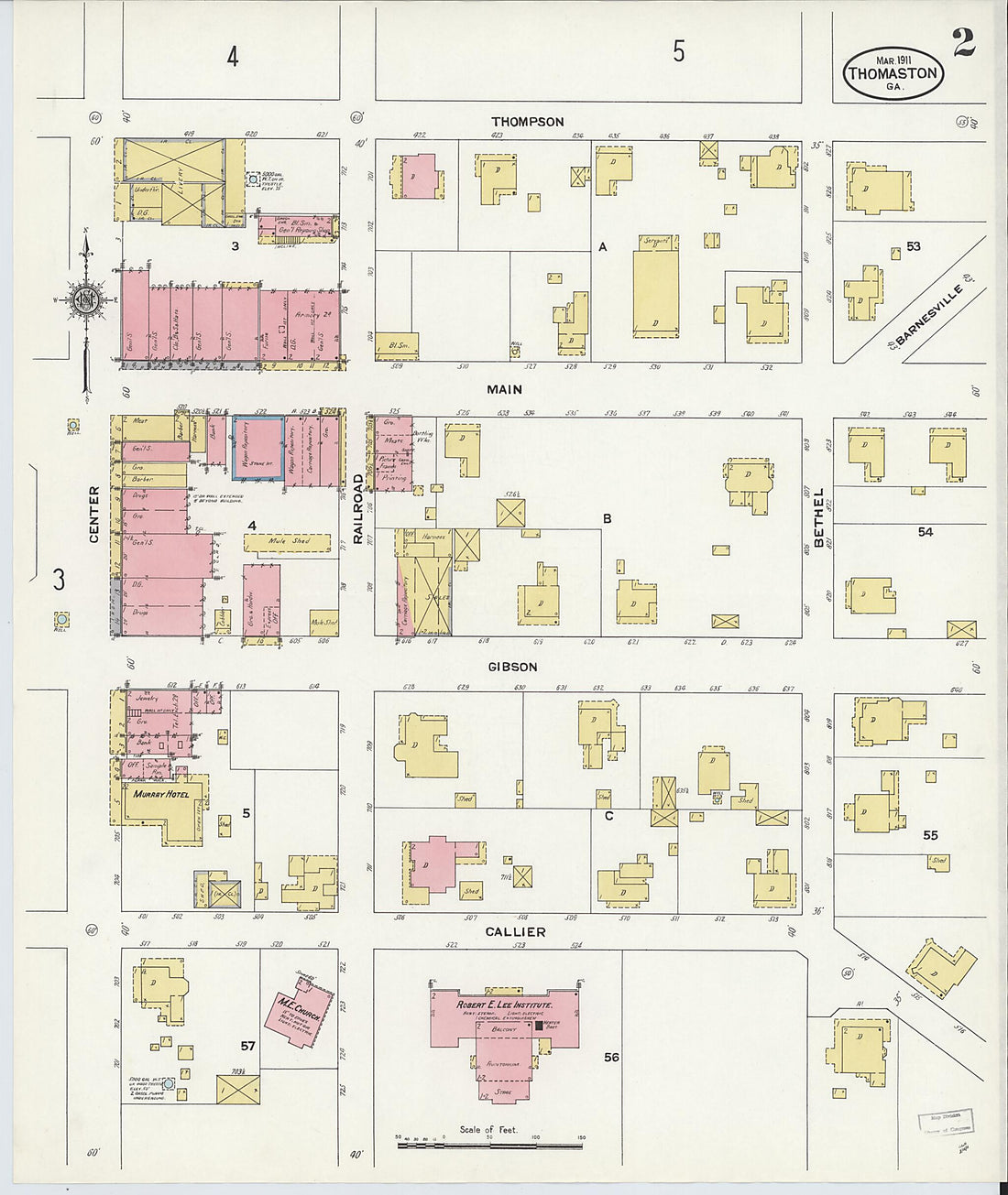 This old map of Thomaston, Upson County, Georgia was created by Sanborn Map Company in 1911