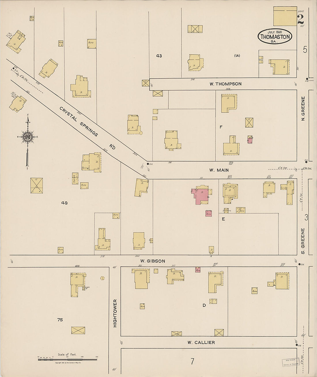 This old map of Thomaston, Upson County, Georgia was created by Sanborn Map Company in 1921