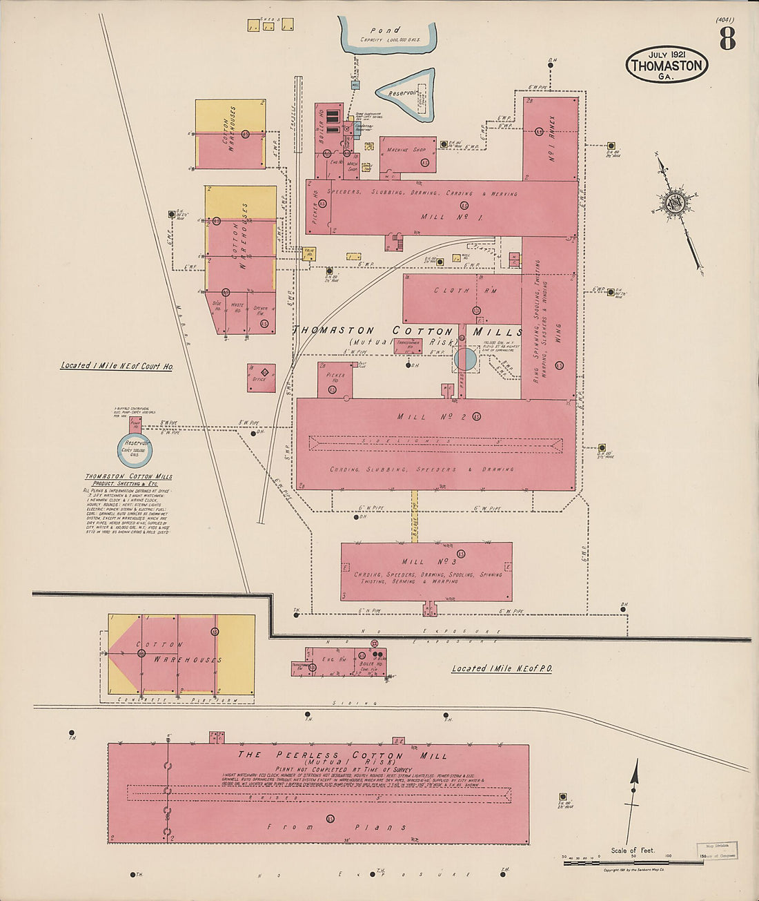 This old map of Thomaston, Upson County, Georgia was created by Sanborn Map Company in 1921
