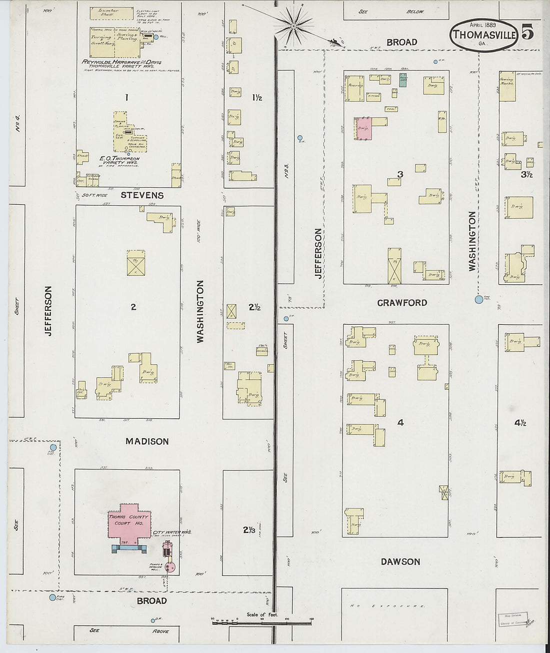 This old map of Thomasville, Thomas County, Georgia was created by Sanborn Map Company in 1889