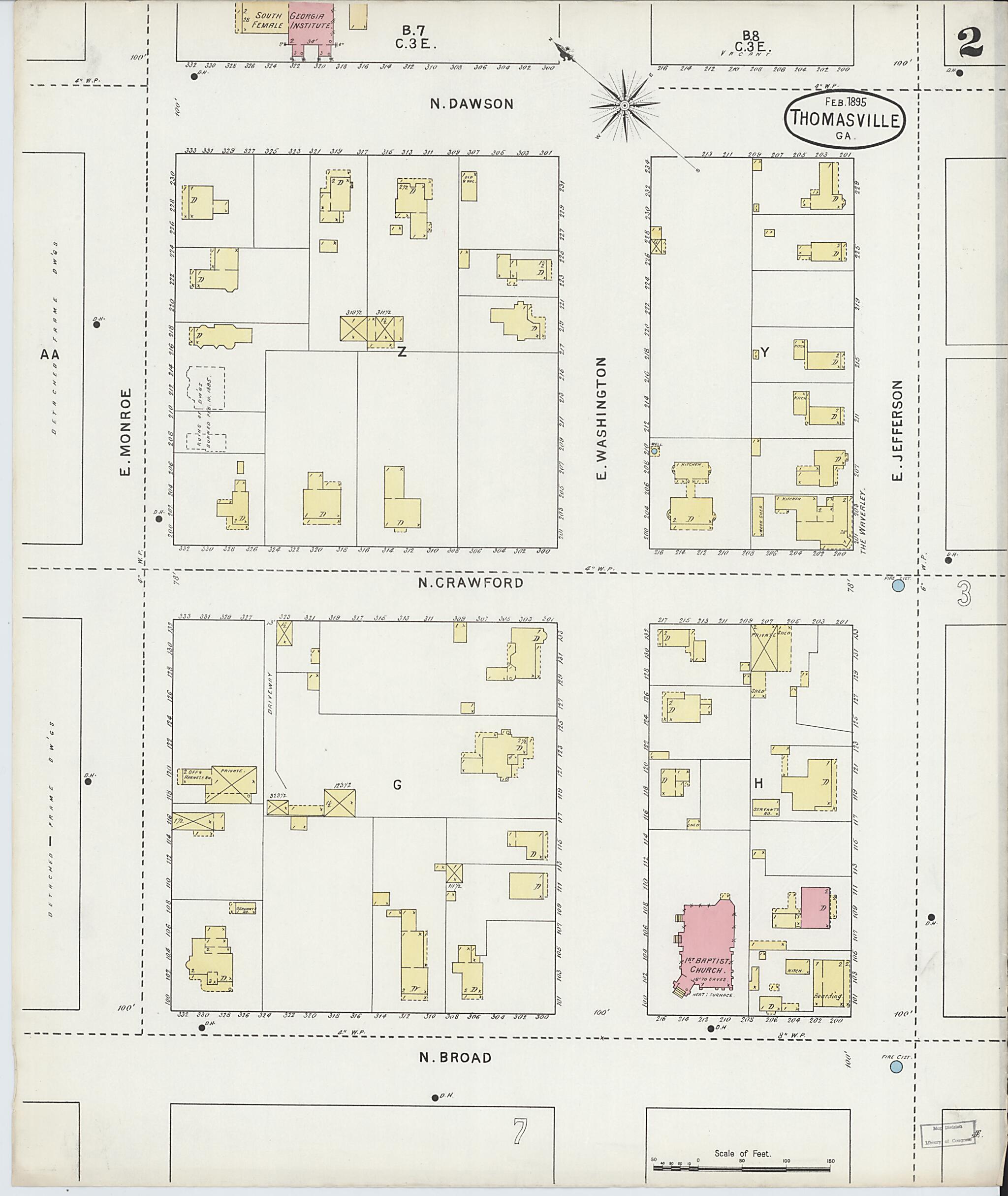 This old map of Thomasville, Thomas County, Georgia was created by Sanborn Map Company in 1895