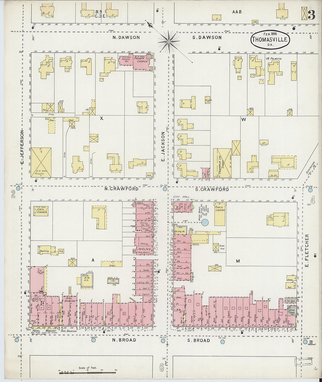 This old map of Thomasville, Thomas County, Georgia was created by Sanborn Map Company in 1895