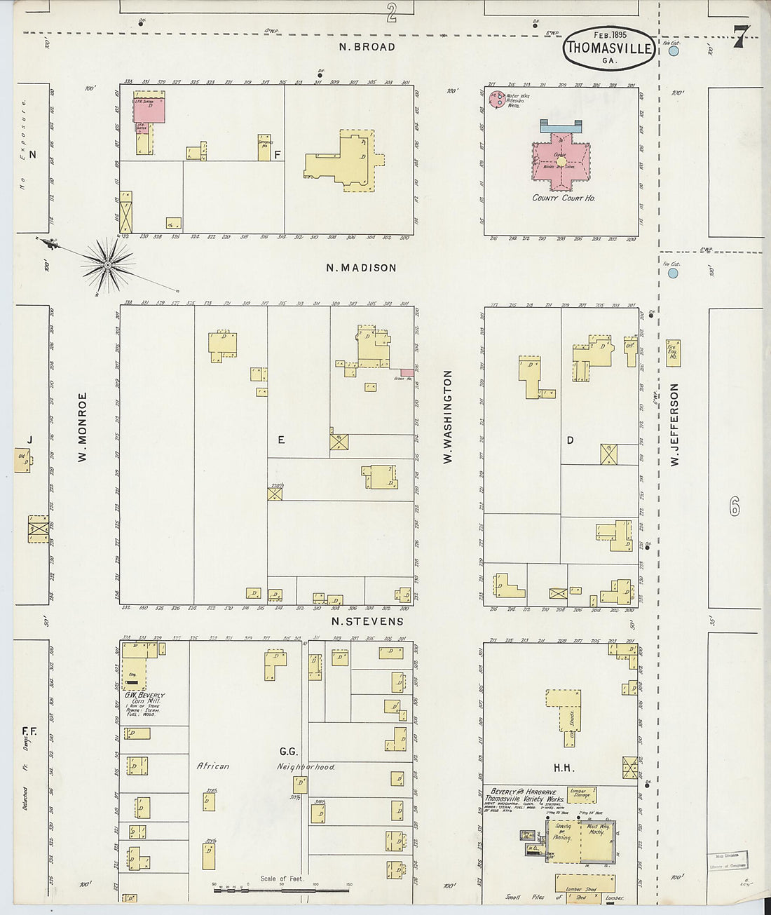 This old map of Thomasville, Thomas County, Georgia was created by Sanborn Map Company in 1895