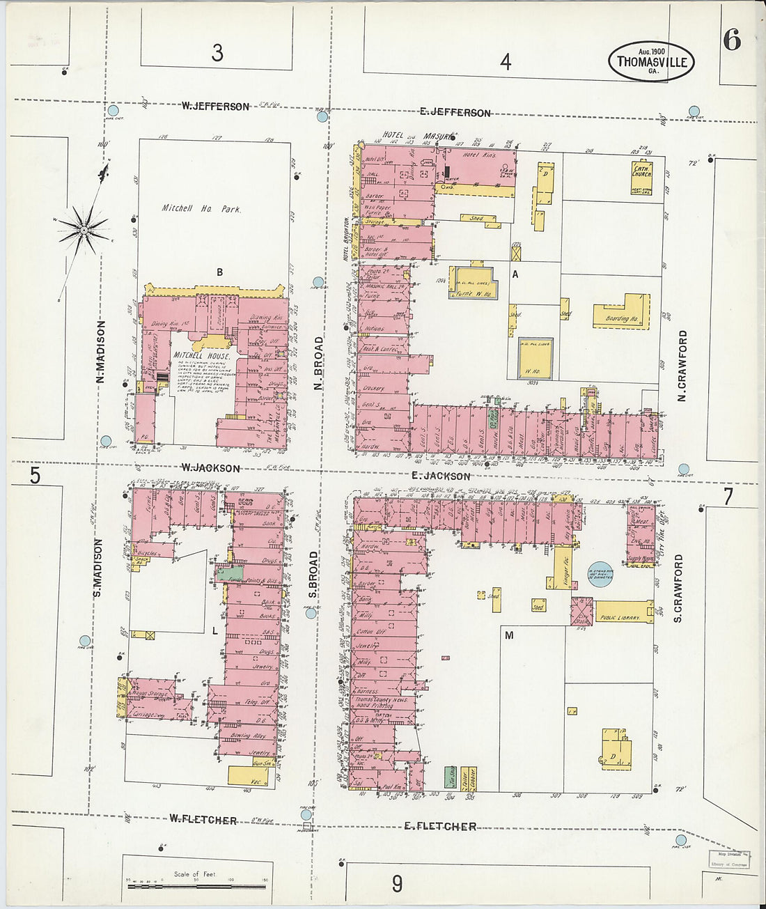 This old map of Thomasville, Thomas County, Georgia was created by Sanborn Map Company in 1900