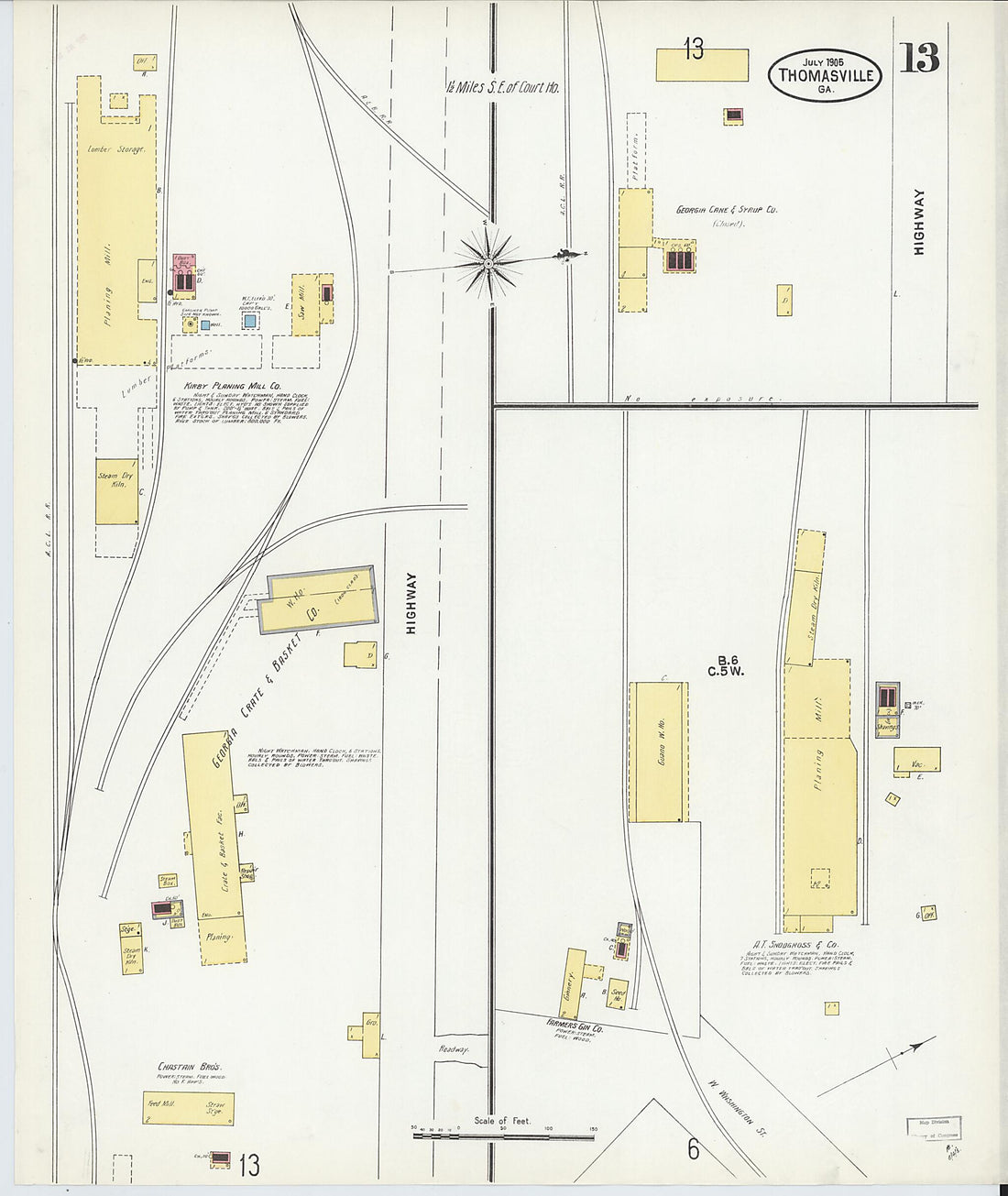 This old map of Thomasville, Thomas County, Georgia was created by Sanborn Map Company in 1905