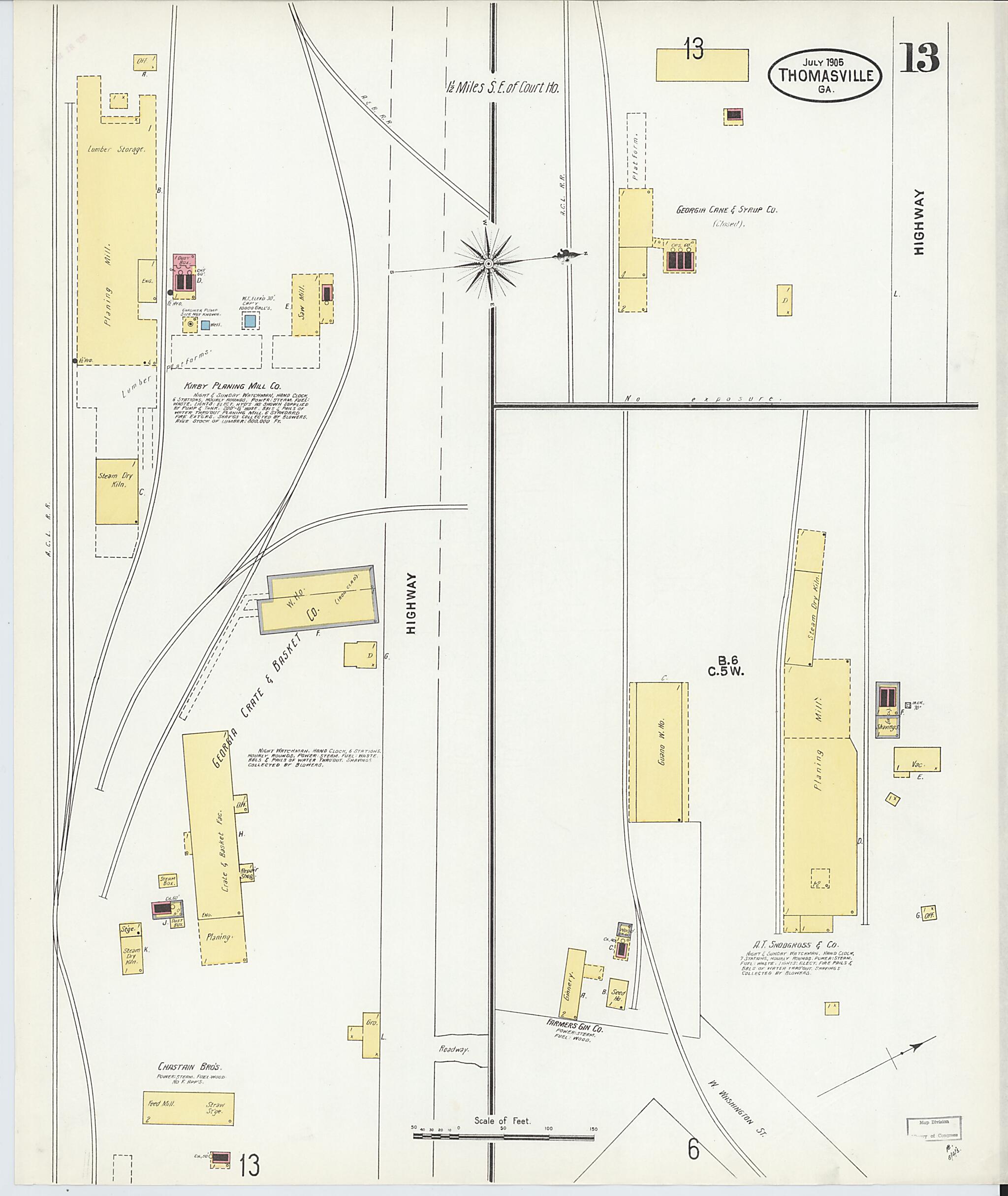 This old map of Thomasville, Thomas County, Georgia was created by Sanborn Map Company in 1905