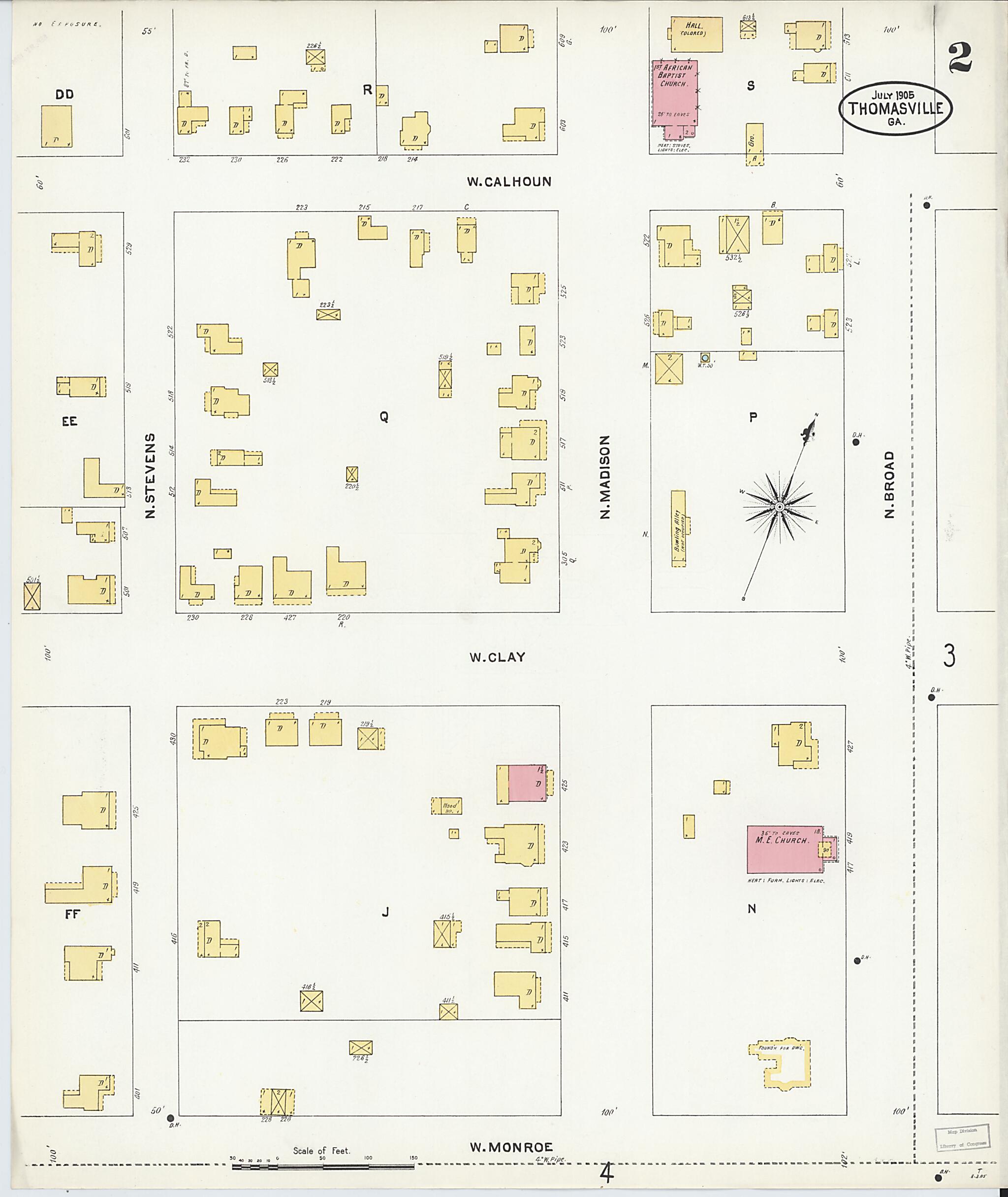This old map of Thomasville, Thomas County, Georgia was created by Sanborn Map Company in 1905