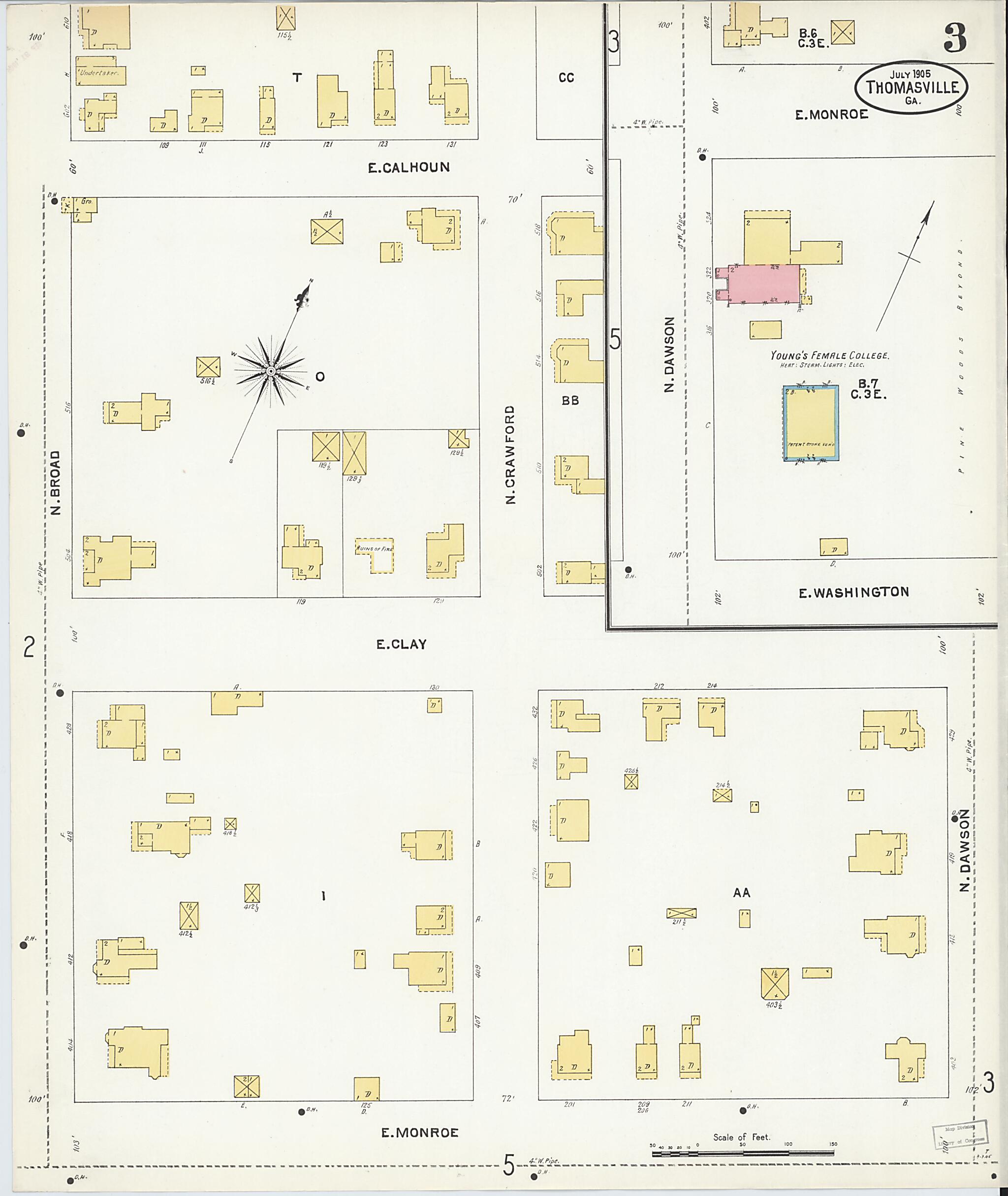 This old map of Thomasville, Thomas County, Georgia was created by Sanborn Map Company in 1905