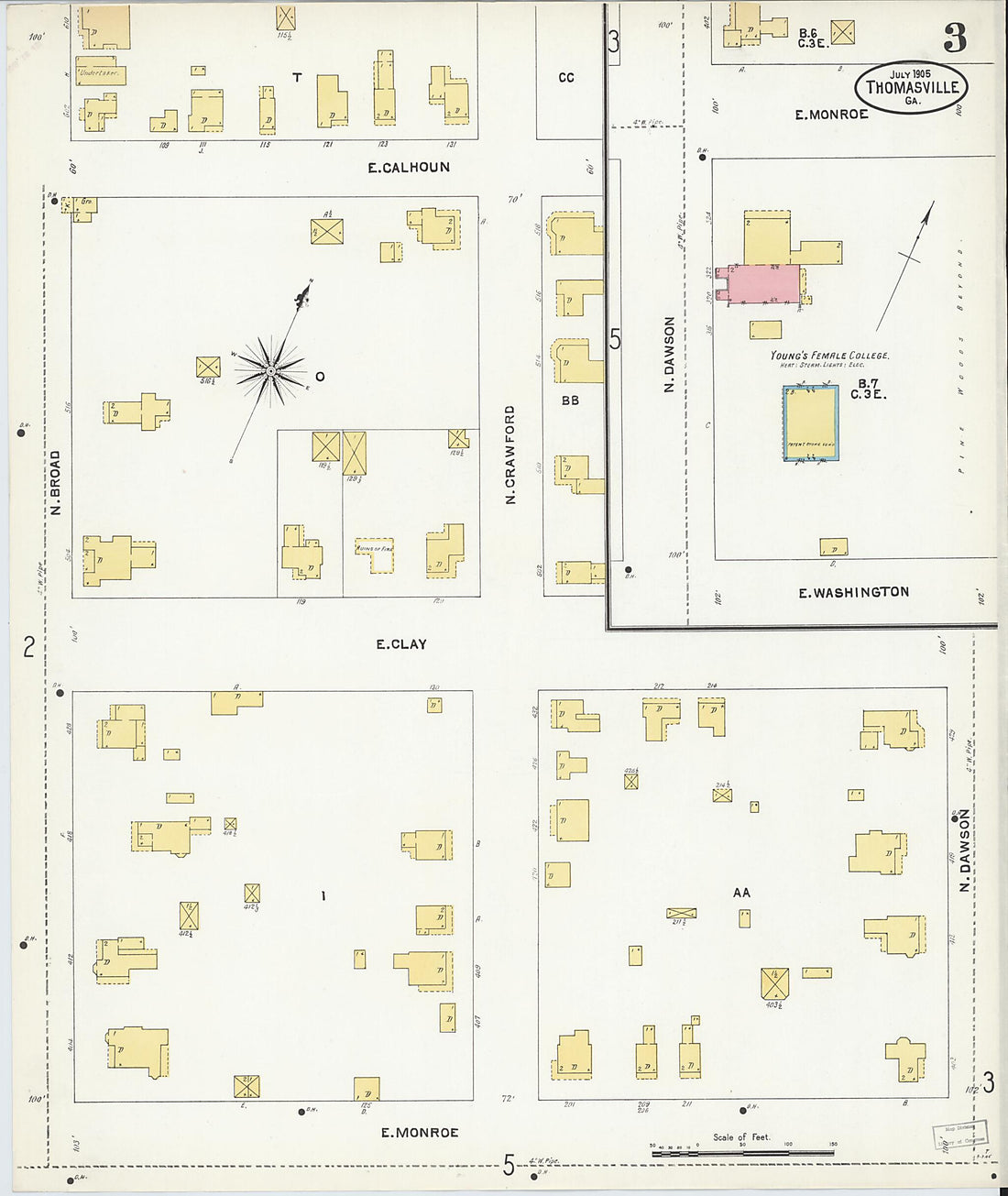 This old map of Thomasville, Thomas County, Georgia was created by Sanborn Map Company in 1905