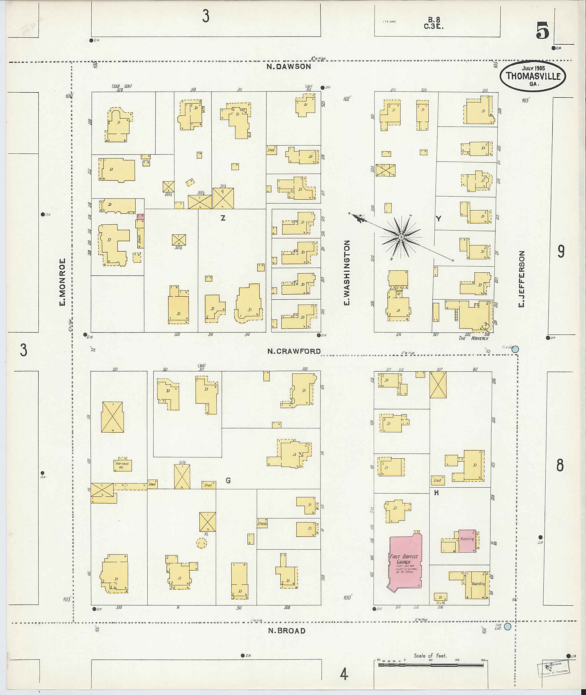 This old map of Thomasville, Thomas County, Georgia was created by Sanborn Map Company in 1905