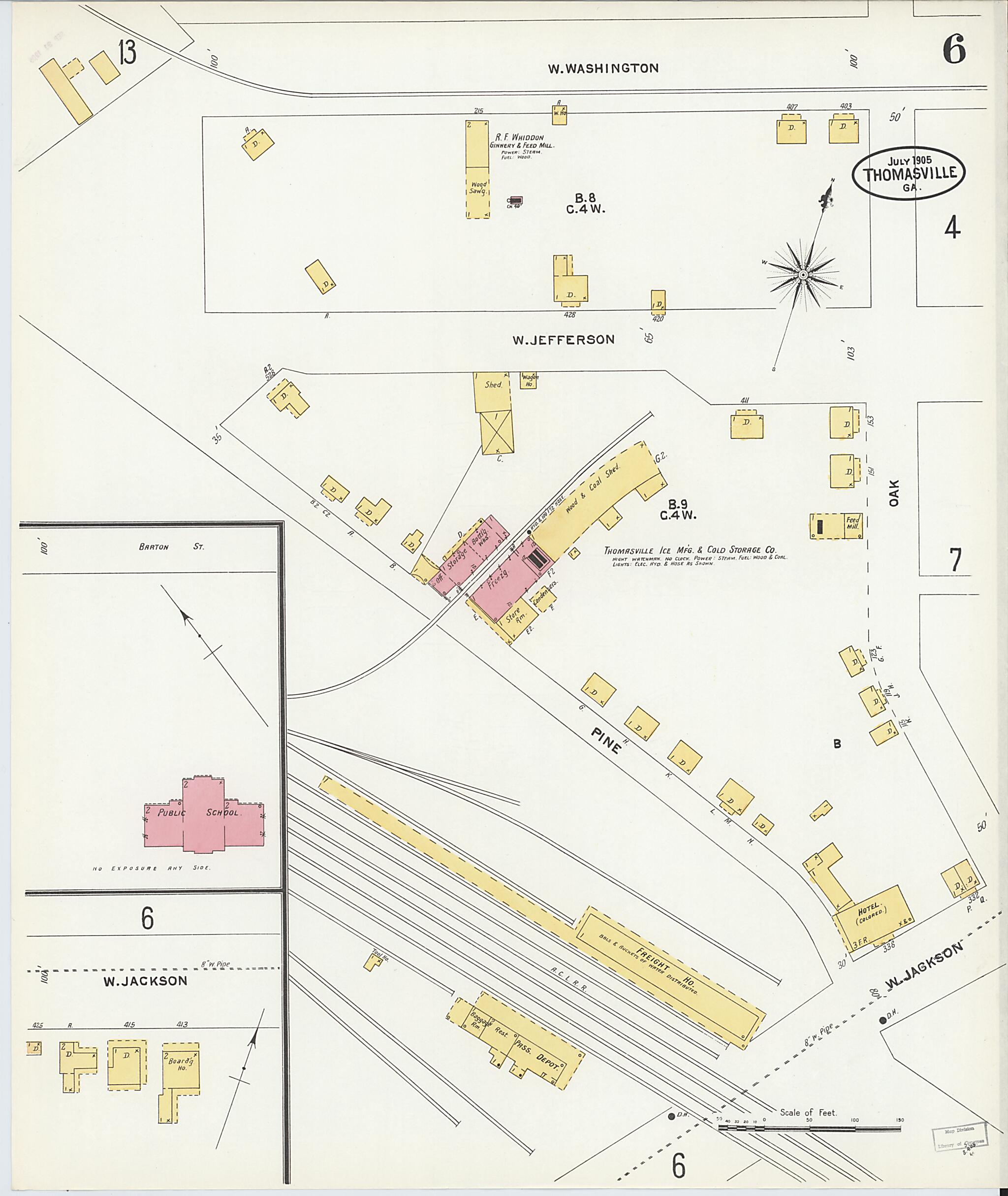 This old map of Thomasville, Thomas County, Georgia was created by Sanborn Map Company in 1905