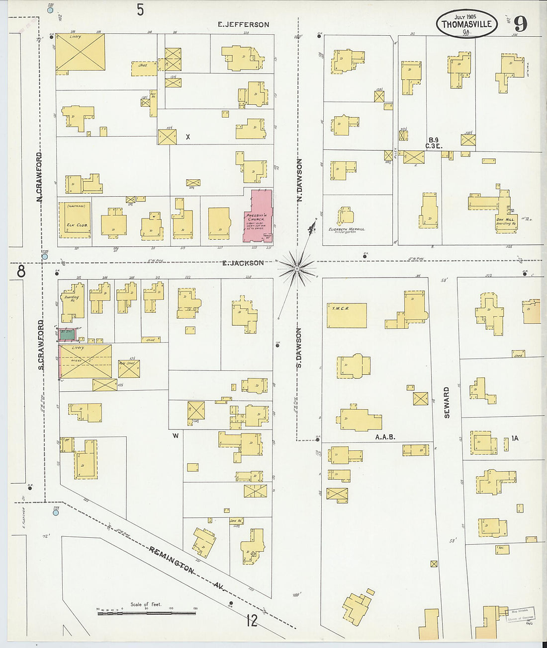 This old map of Thomasville, Thomas County, Georgia was created by Sanborn Map Company in 1905