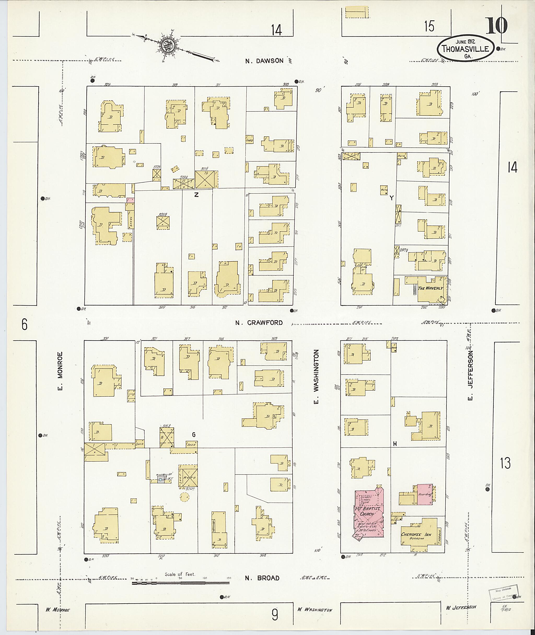 This old map of Thomasville, Thomas County, Georgia was created by Sanborn Map Company in 1912