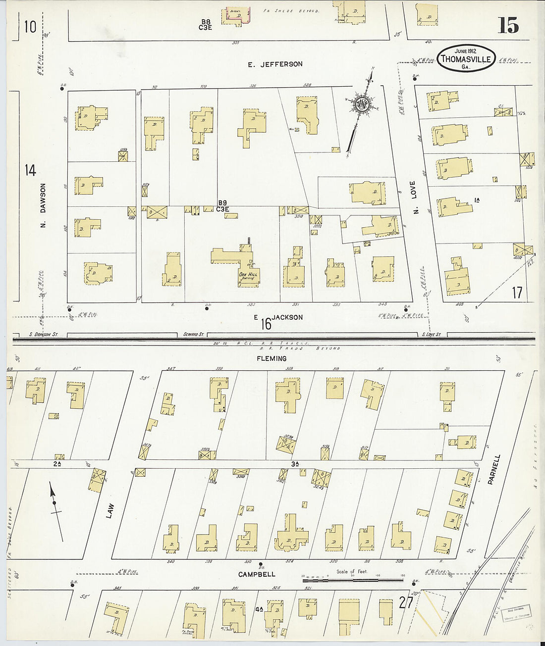 This old map of Thomasville, Thomas County, Georgia was created by Sanborn Map Company in 1912