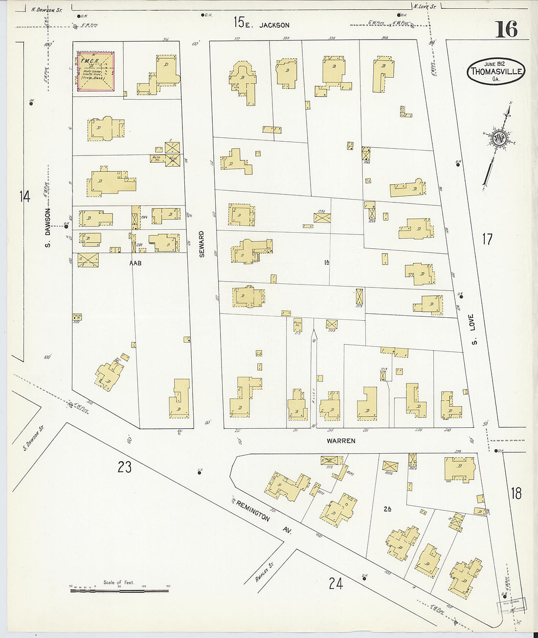 This old map of Thomasville, Thomas County, Georgia was created by Sanborn Map Company in 1912