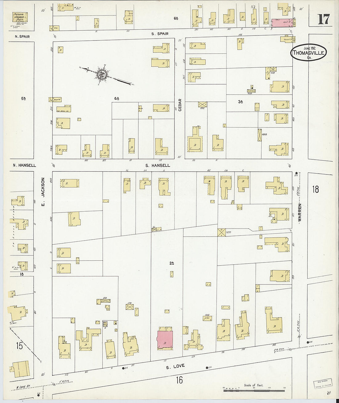 This old map of Thomasville, Thomas County, Georgia was created by Sanborn Map Company in 1912