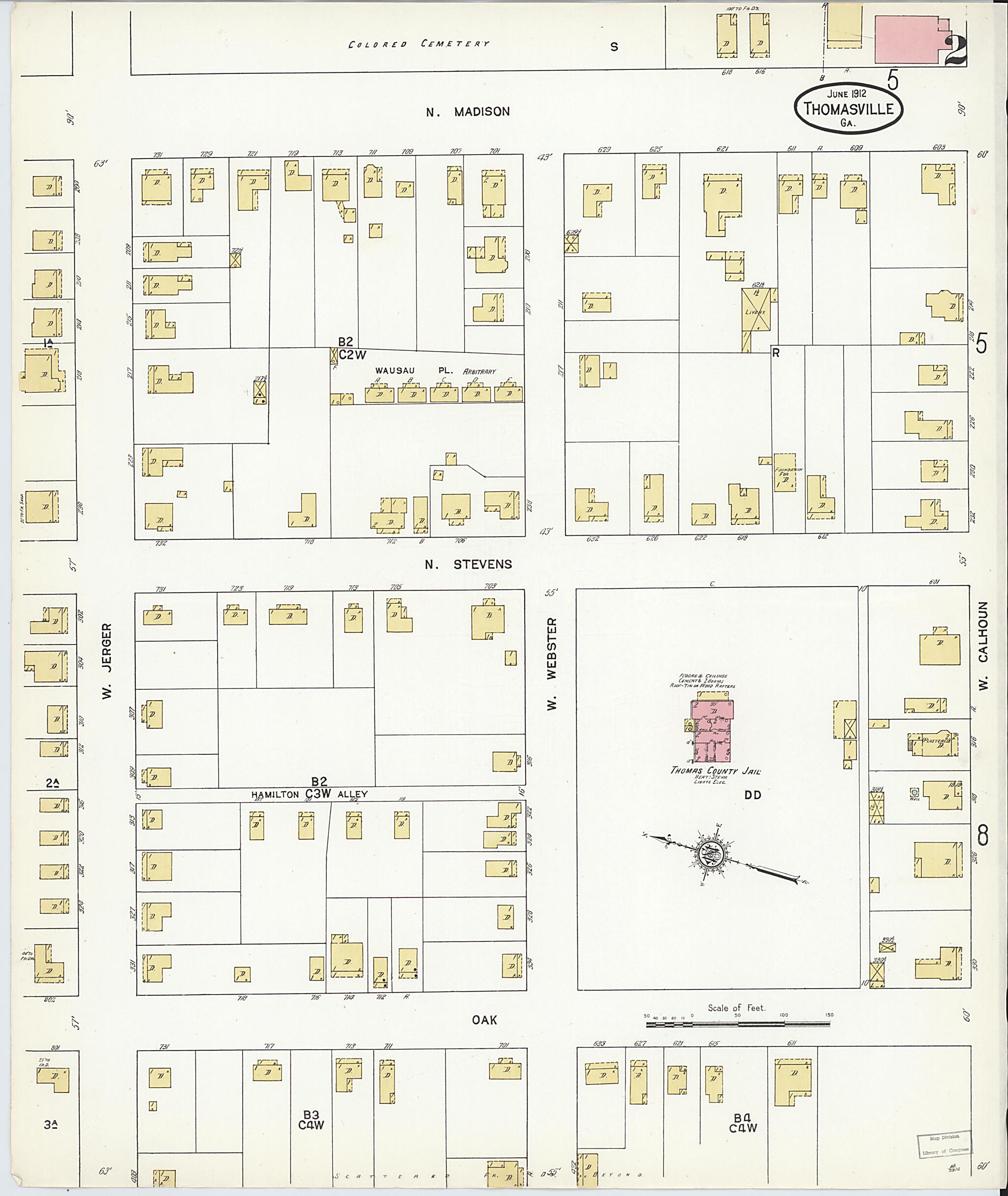 This old map of Thomasville, Thomas County, Georgia was created by Sanborn Map Company in 1912