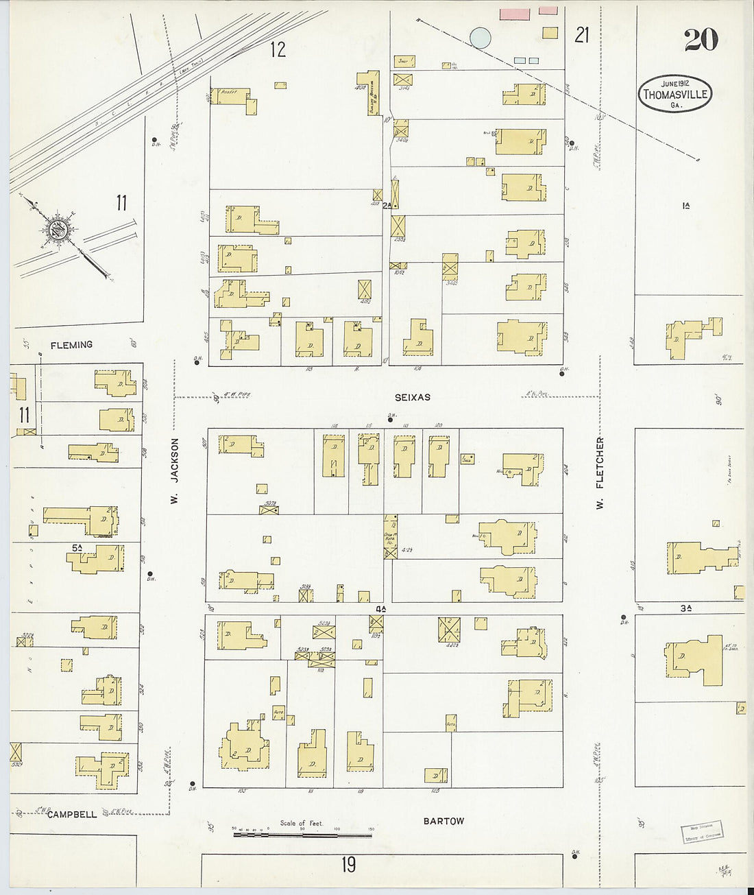 This old map of Thomasville, Thomas County, Georgia was created by Sanborn Map Company in 1912