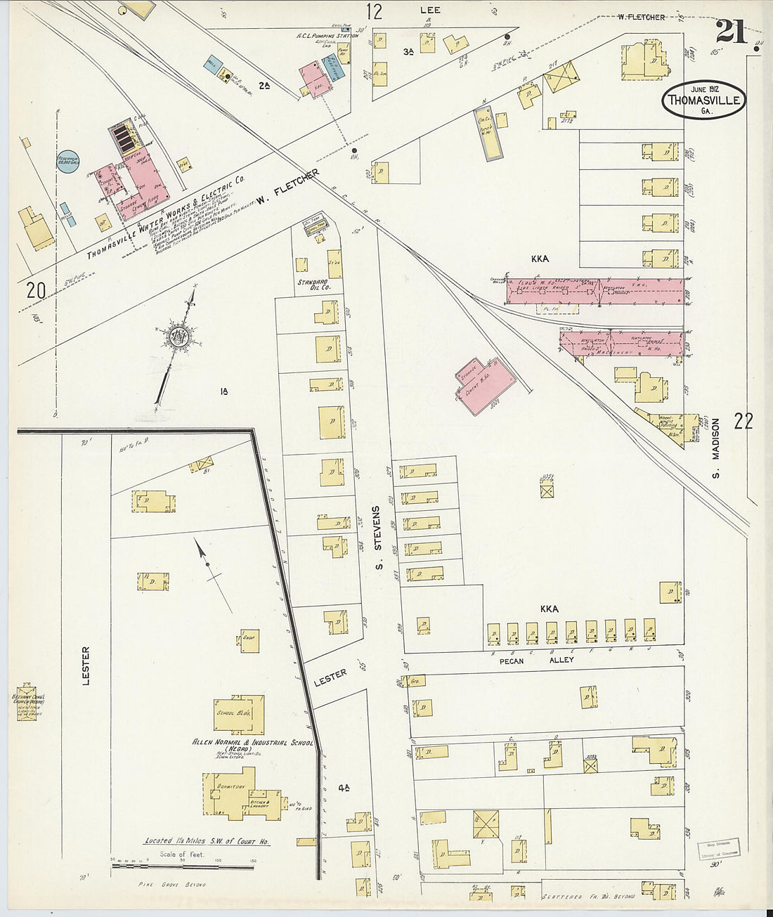 This old map of Thomasville, Thomas County, Georgia was created by Sanborn Map Company in 1912