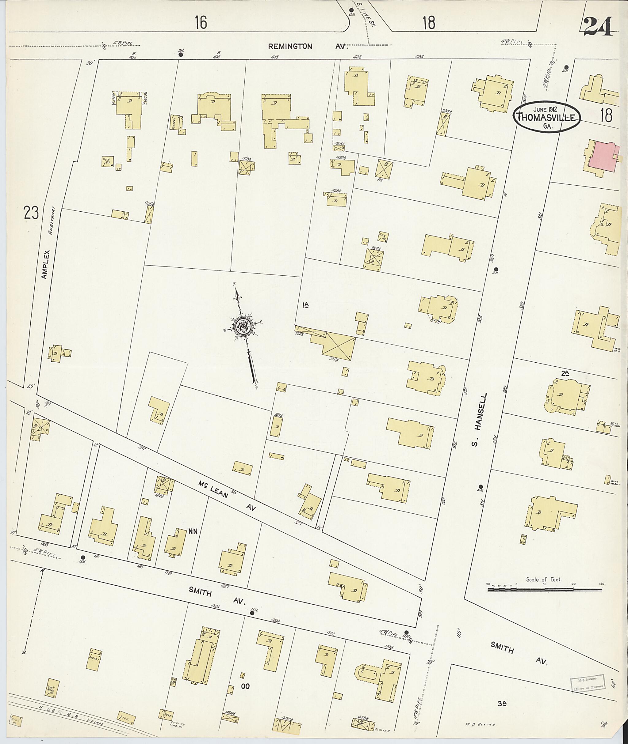 This old map of Thomasville, Thomas County, Georgia was created by Sanborn Map Company in 1912
