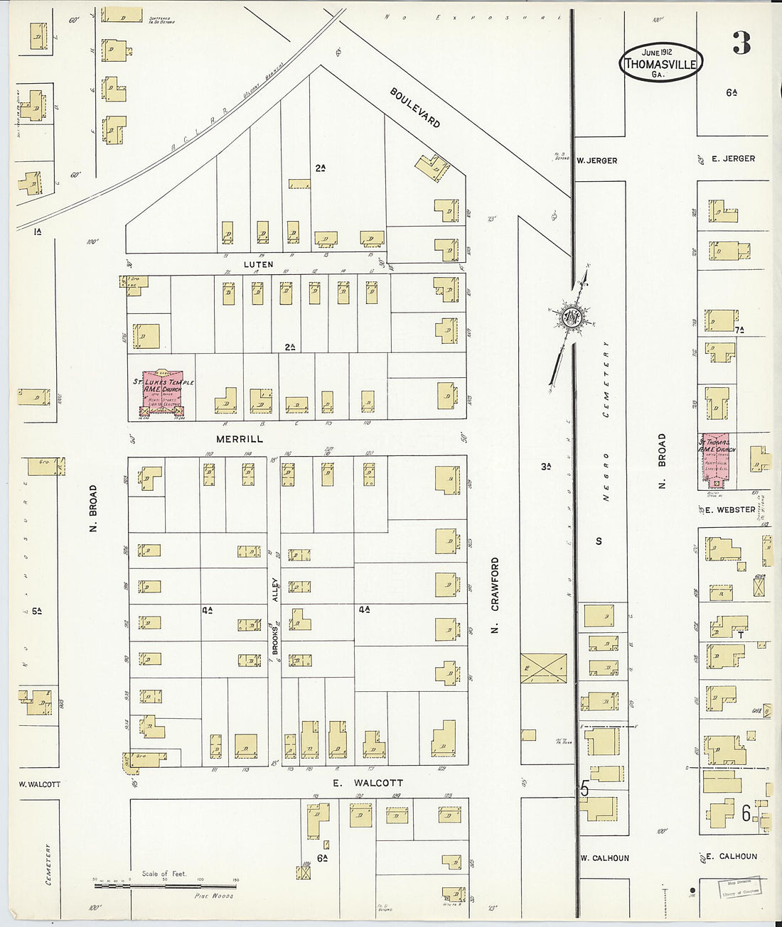 This old map of Thomasville, Thomas County, Georgia was created by Sanborn Map Company in 1912