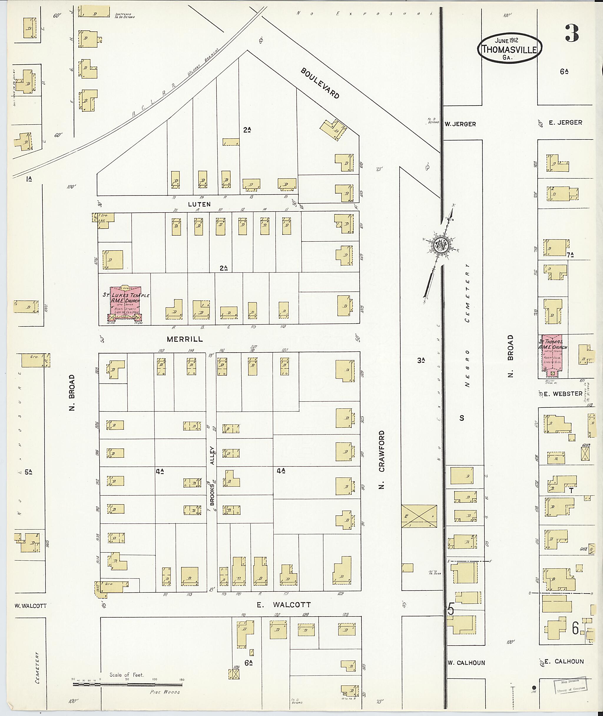 This old map of Thomasville, Thomas County, Georgia was created by Sanborn Map Company in 1912