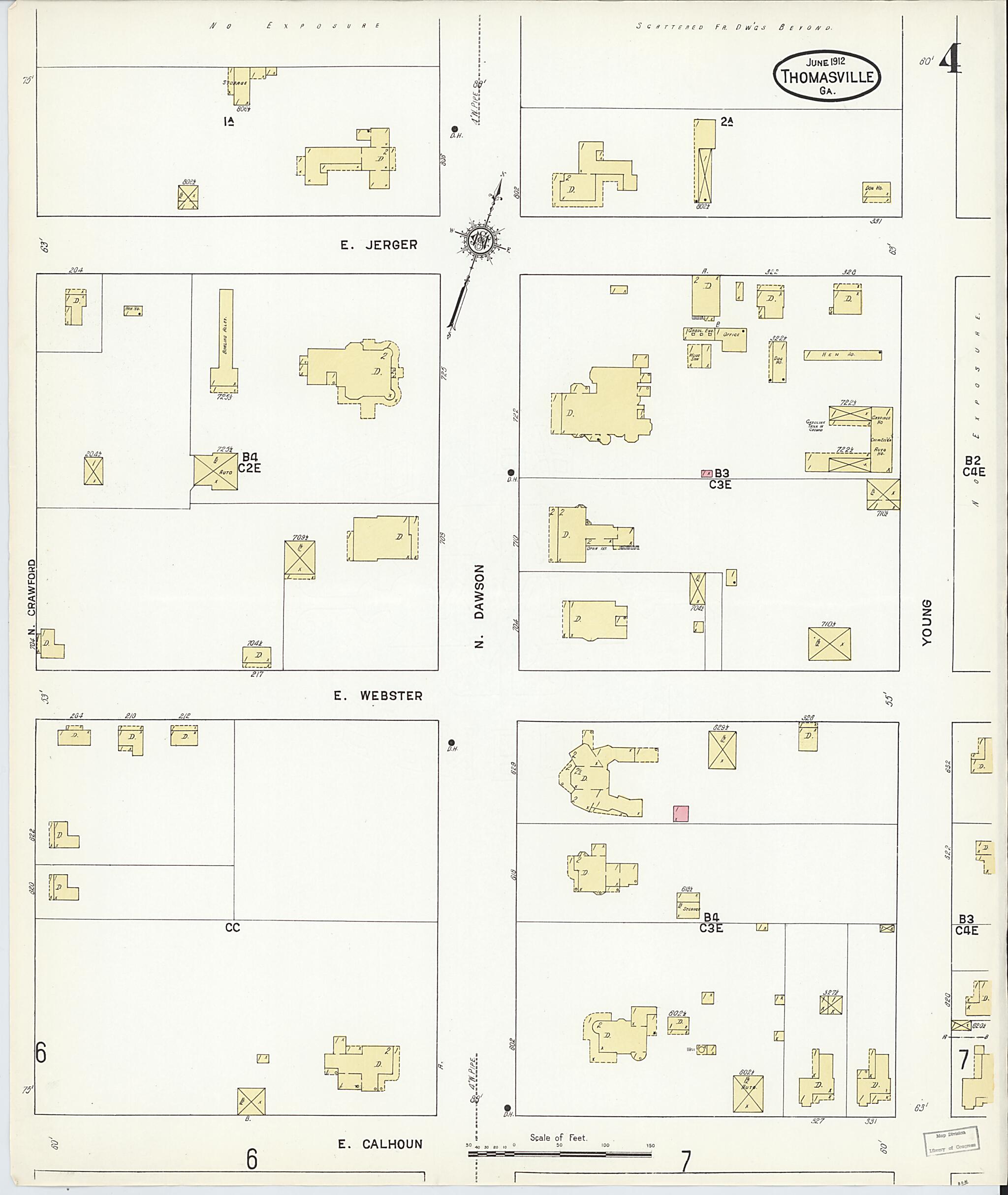 This old map of Thomasville, Thomas County, Georgia was created by Sanborn Map Company in 1912