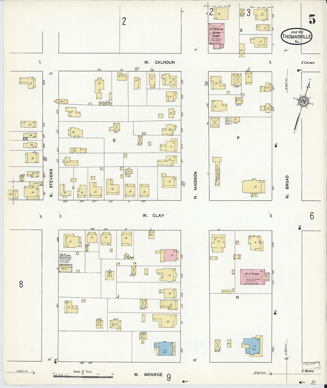 This old map of Thomasville, Thomas County, Georgia was created by Sanborn Map Company in 1912